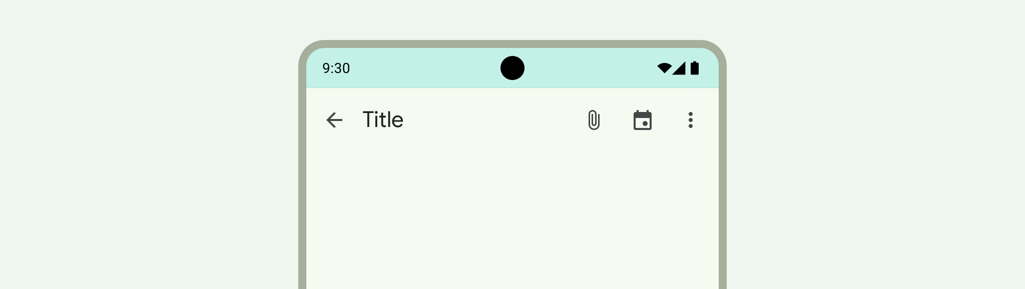 Illustration de la partie supérieure d'un appareil Android avec la barre système mise en évidence.