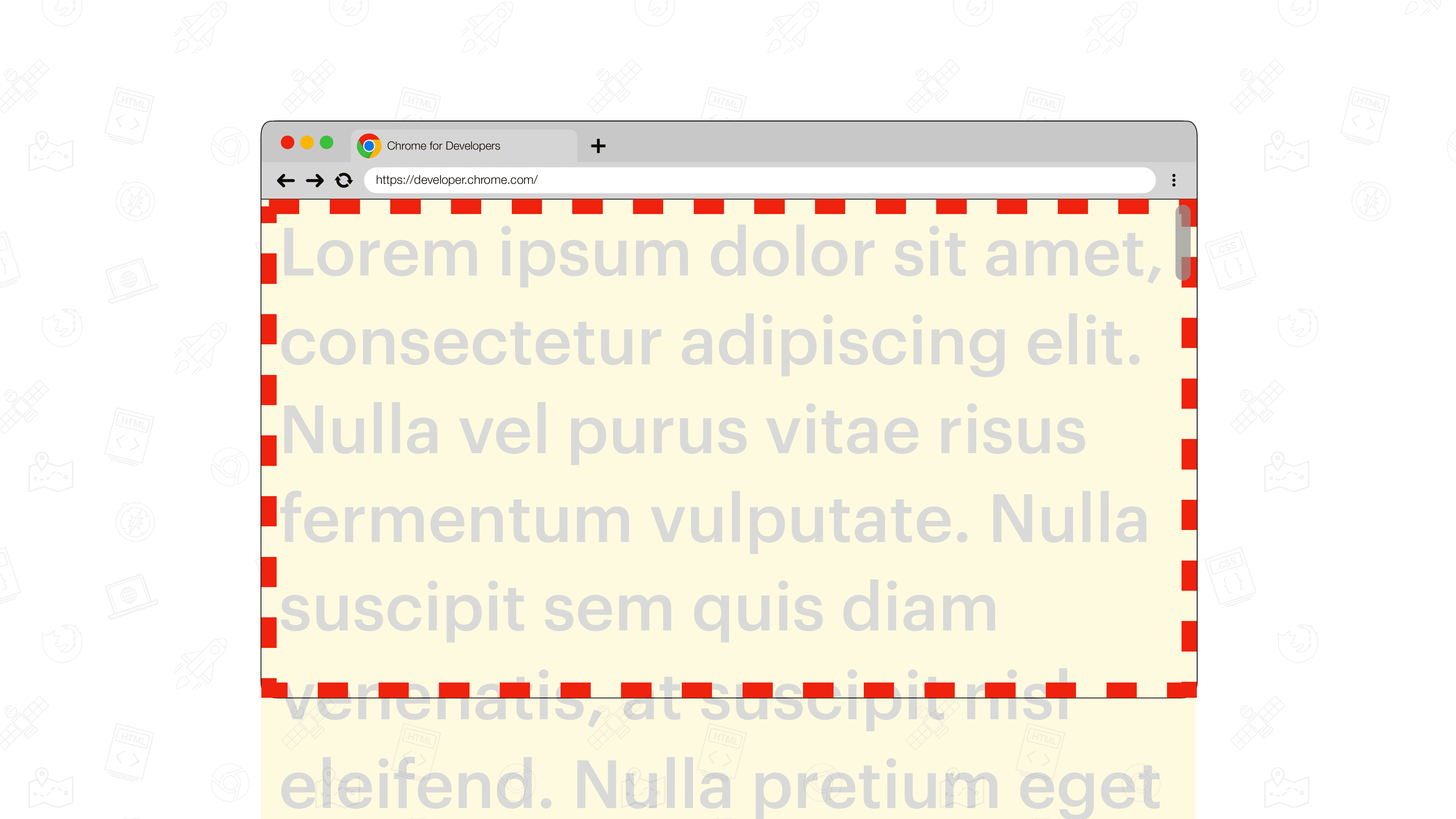 Illustrazione di un browser con una barra di scorrimento overlay.