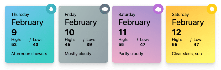 Weather cards demo.