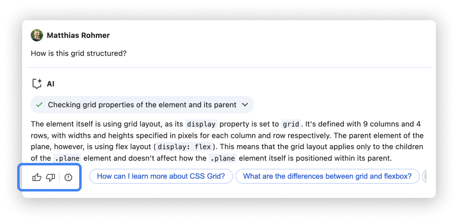 Panneau d&#39;assistance par IA avec les commandes de classification mises en évidence.