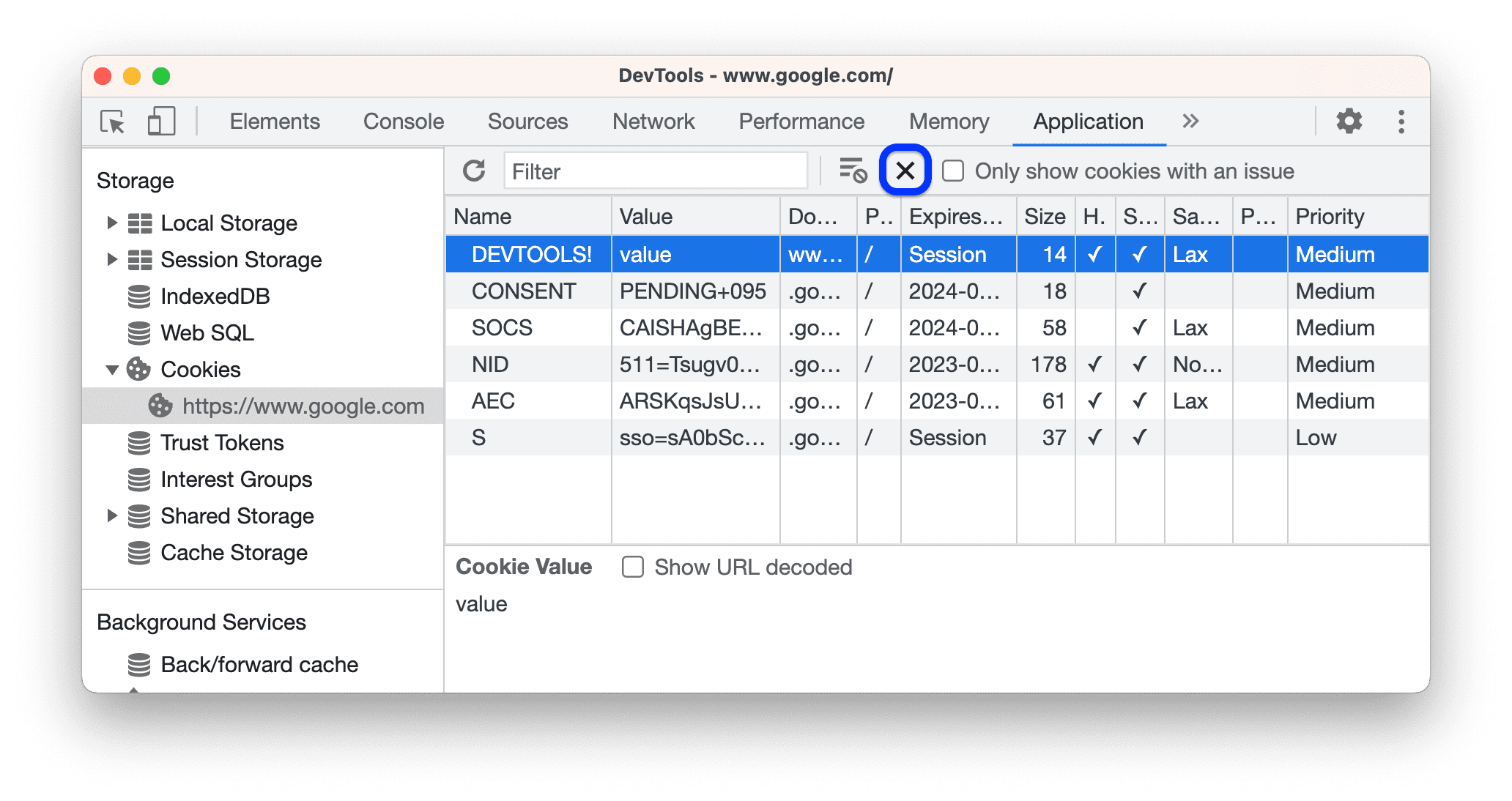 View, add, edit, and delete cookies, DevTools