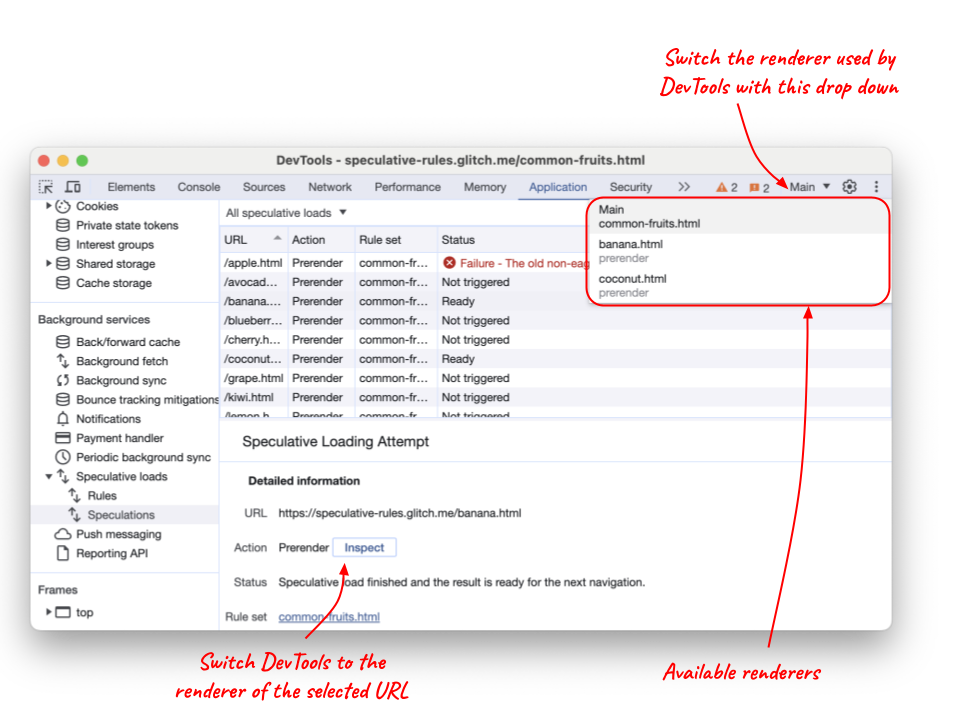 Chrome DevTools में अब उन रेंडरर को स्विच करने की सुविधा है जिनके लिए जानकारी दिखाई जाती है