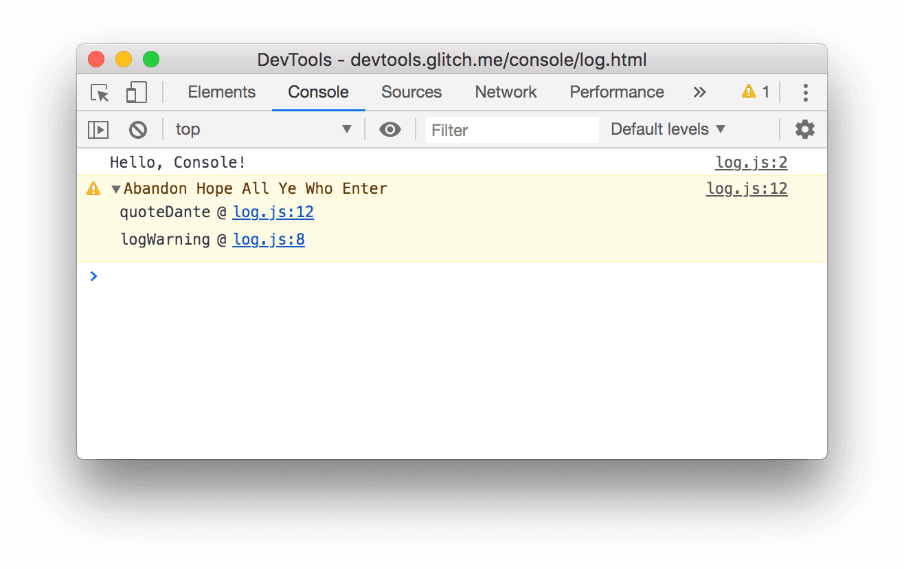 Stack trace.