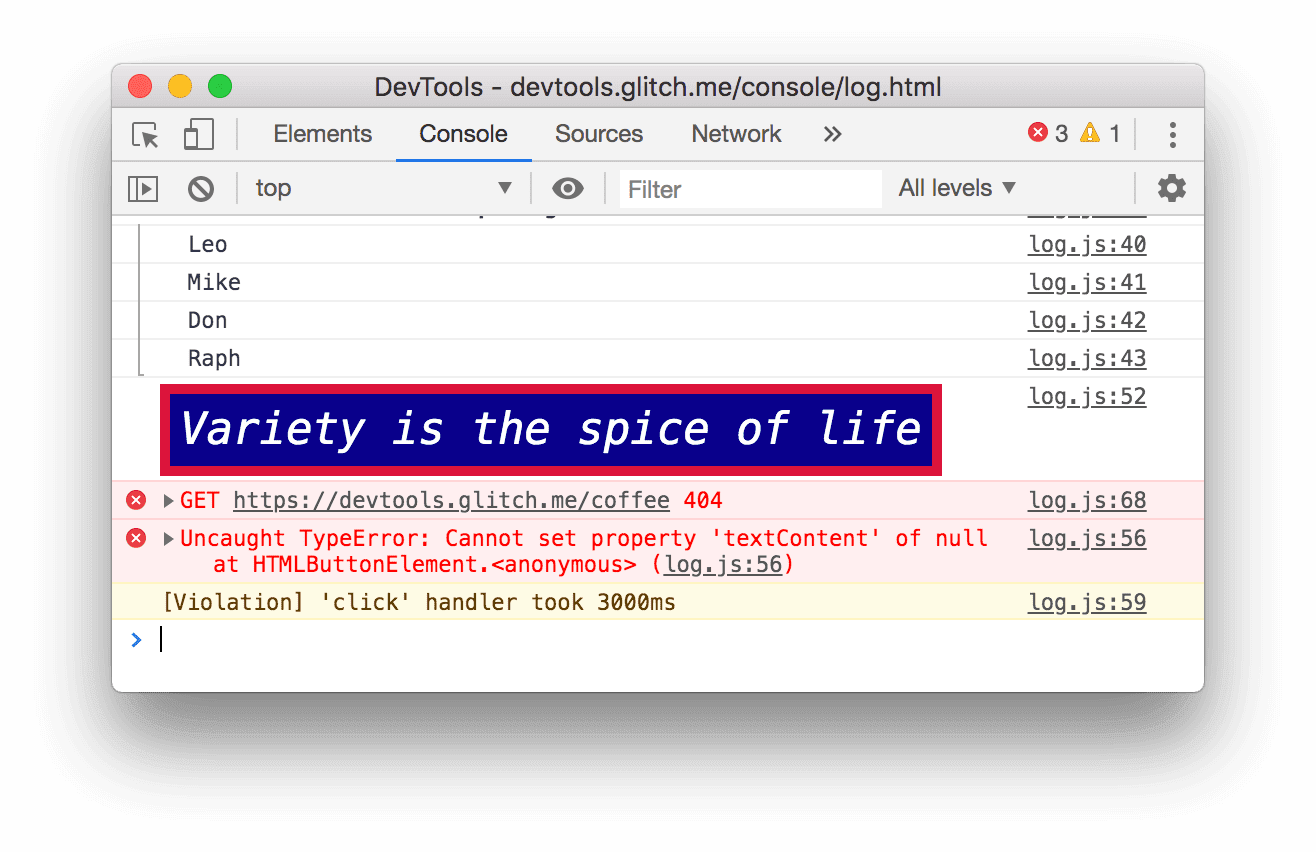 Нарушение в консоли.