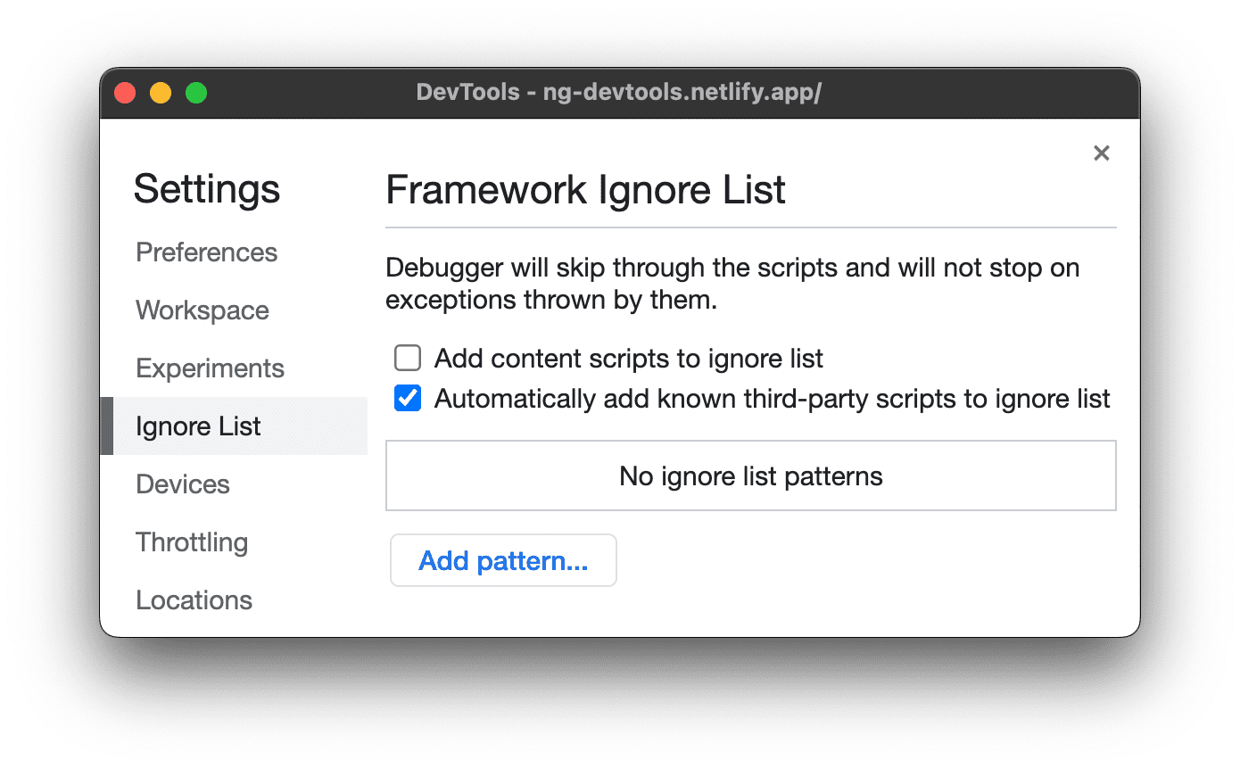 Aggiungi automaticamente script di terze parti noti all'elenco degli elementi da ignorare.
