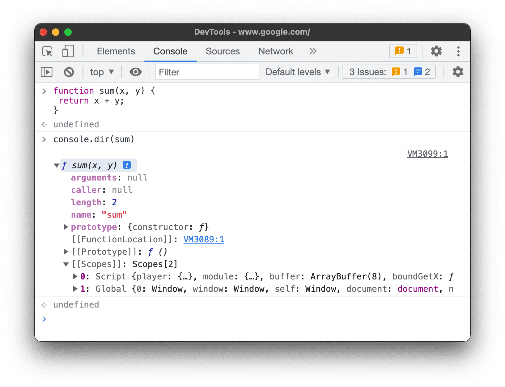 Inspecting properties of a function.