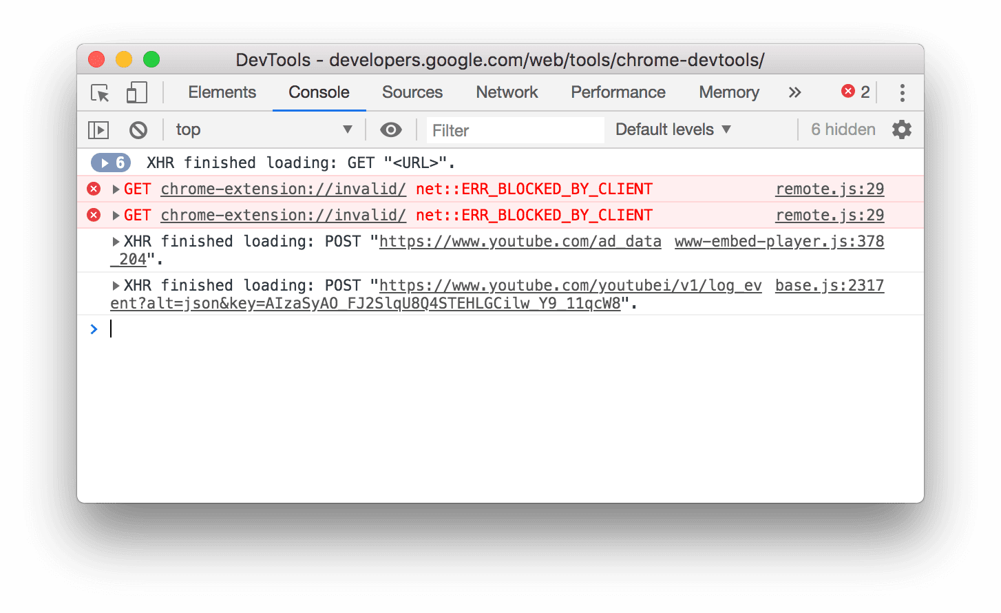 Melakukan logging permintaan XMLHttpRequest dan Fetch.