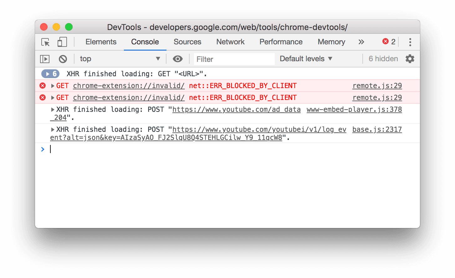 Registrar solicitudes de XMLHttpRequest y Fetch