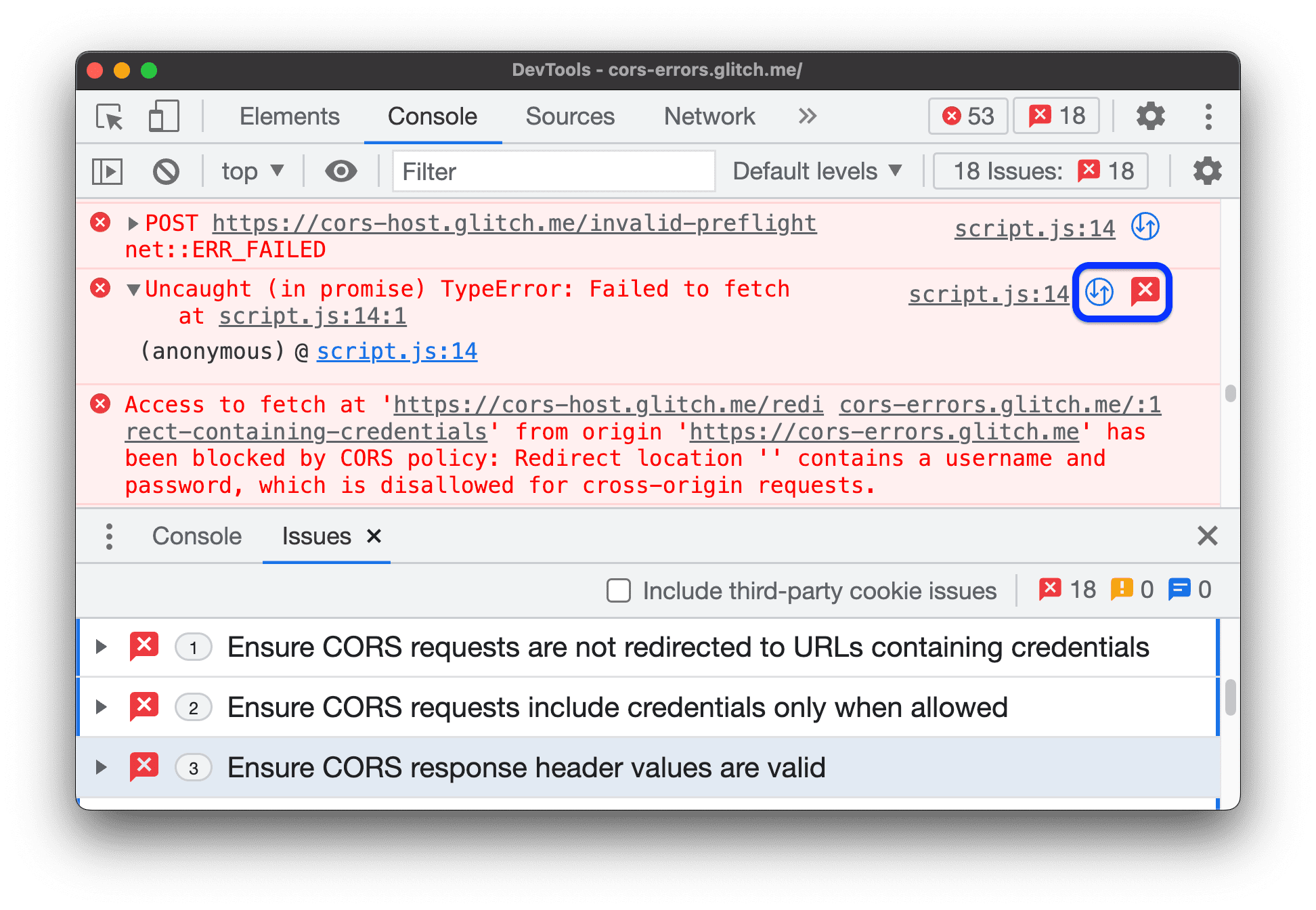 زرّا "الشبكة" و"المشاكل"