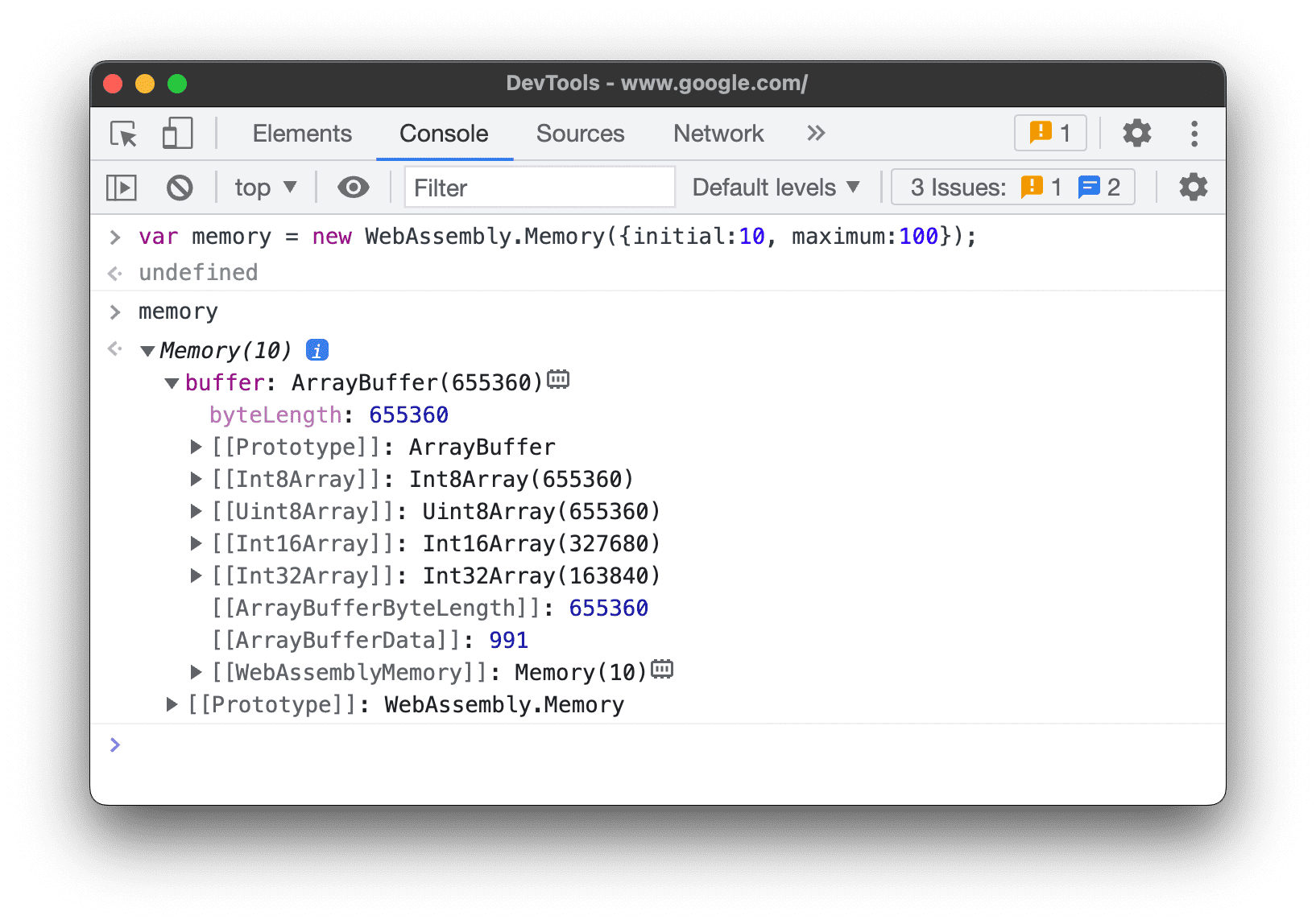 objek WebAssemblyMemory.