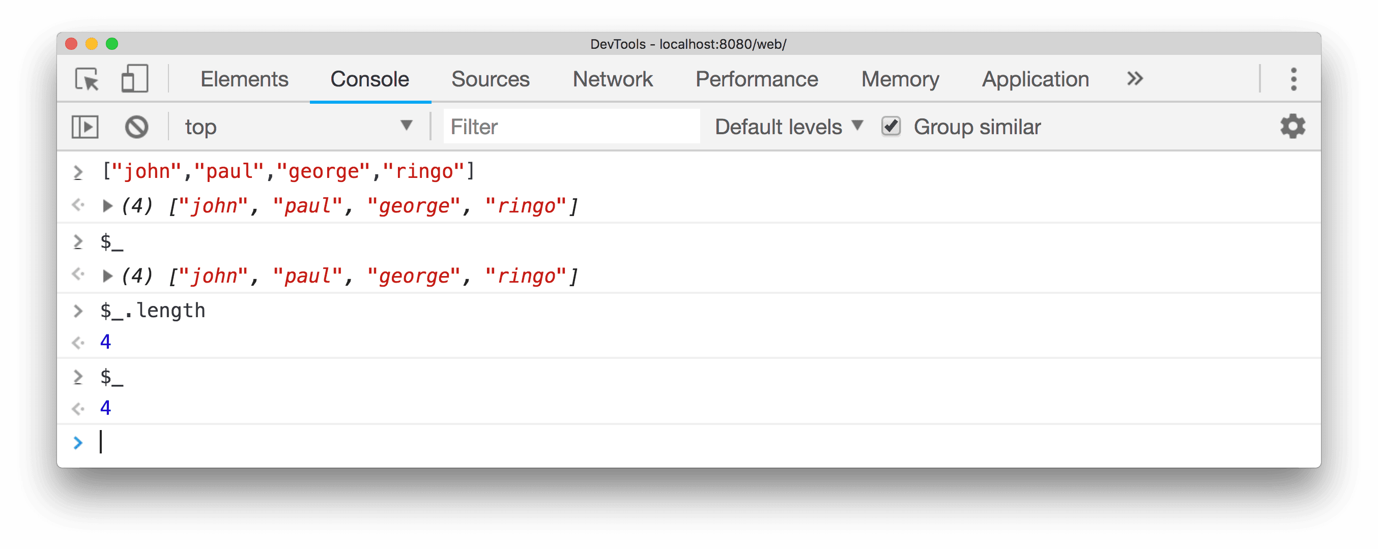 $_ changes when new commands are evaluated.