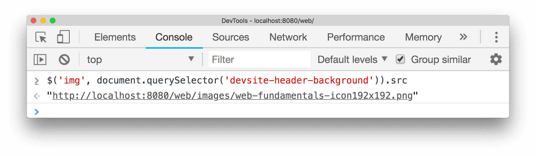 $('img', div).src の例。