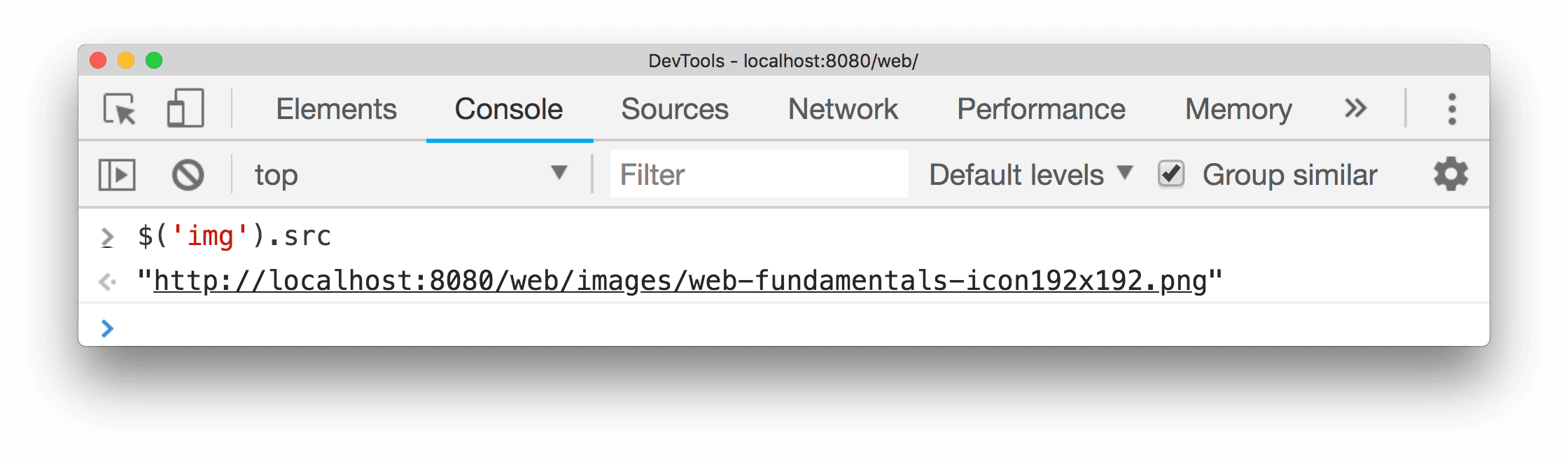 ตัวอย่าง $('img').src