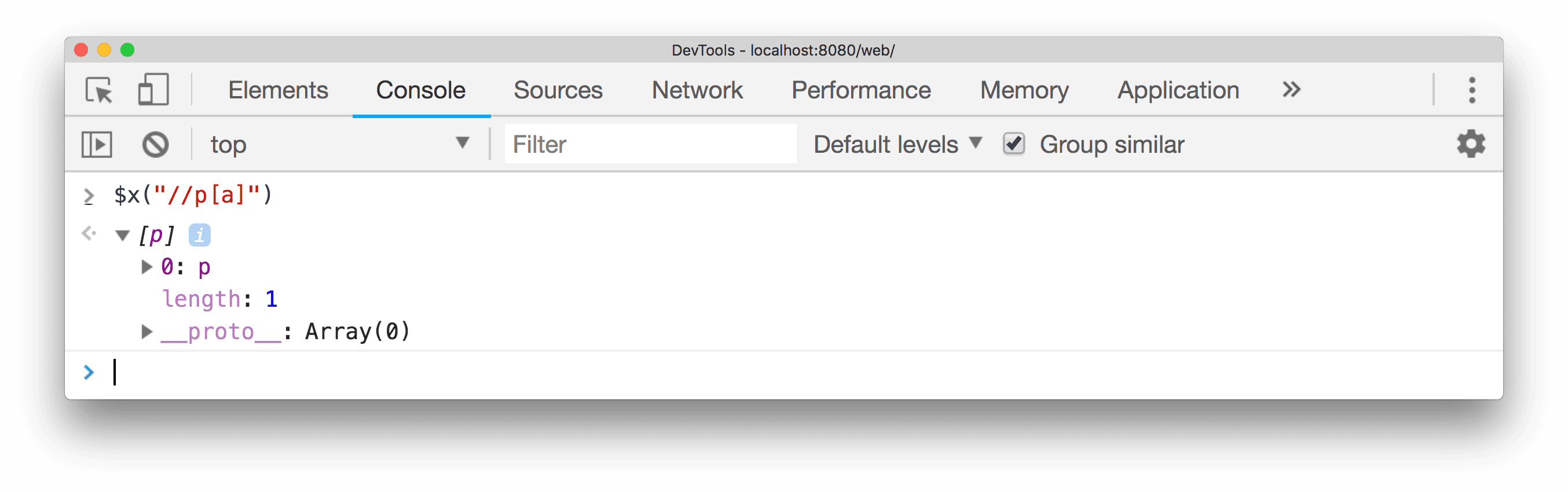 Voorbeeld van het gebruik van een complexere XPath-selector.