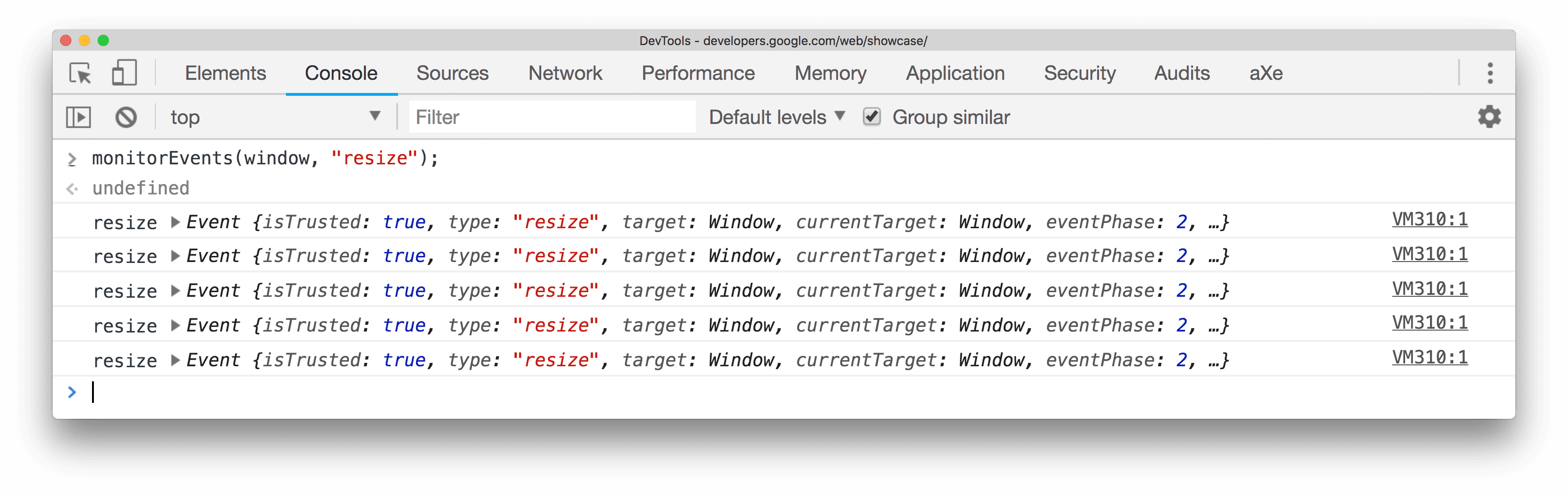 Monitoring window resize events.