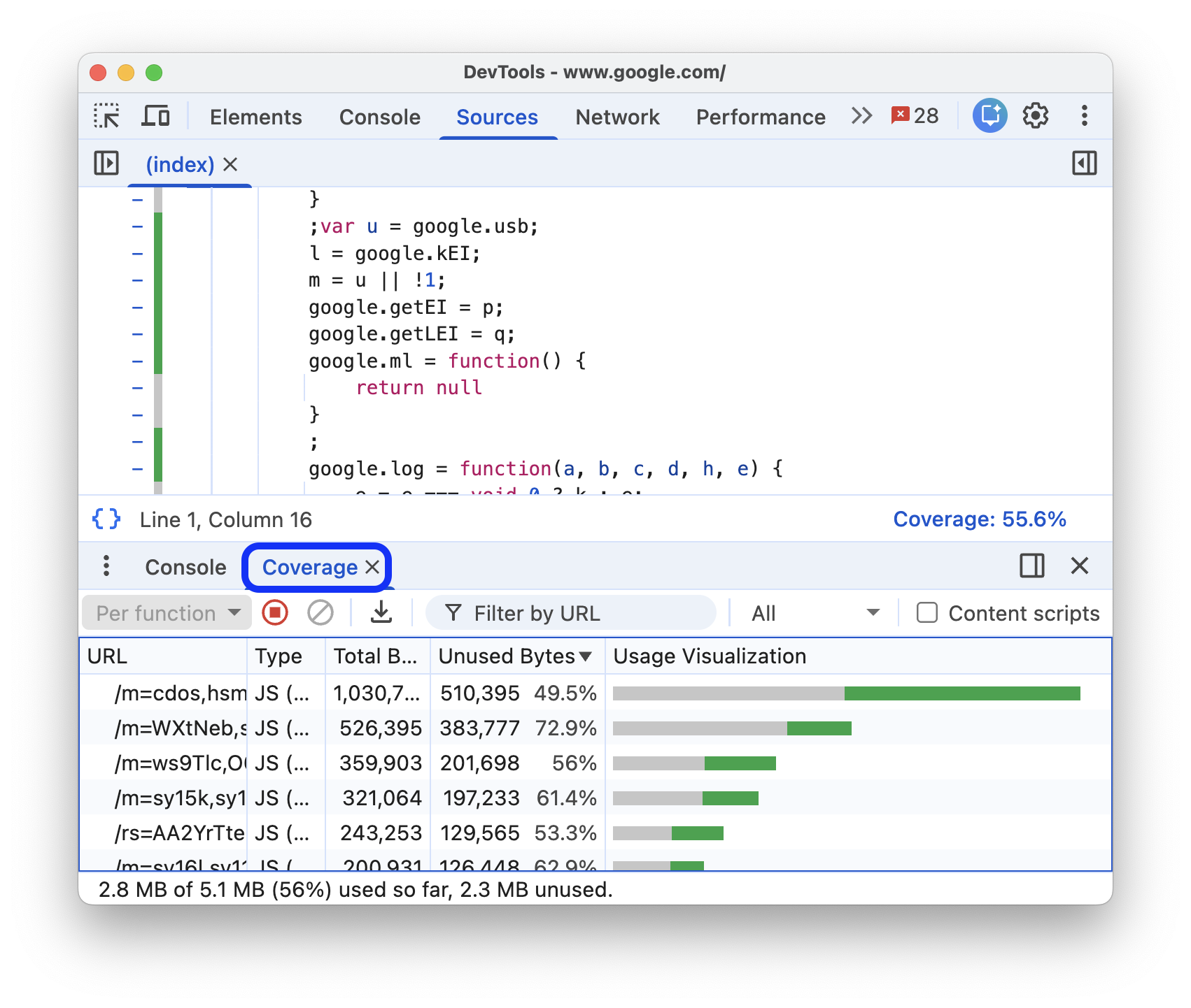 Analiza la cobertura del código.