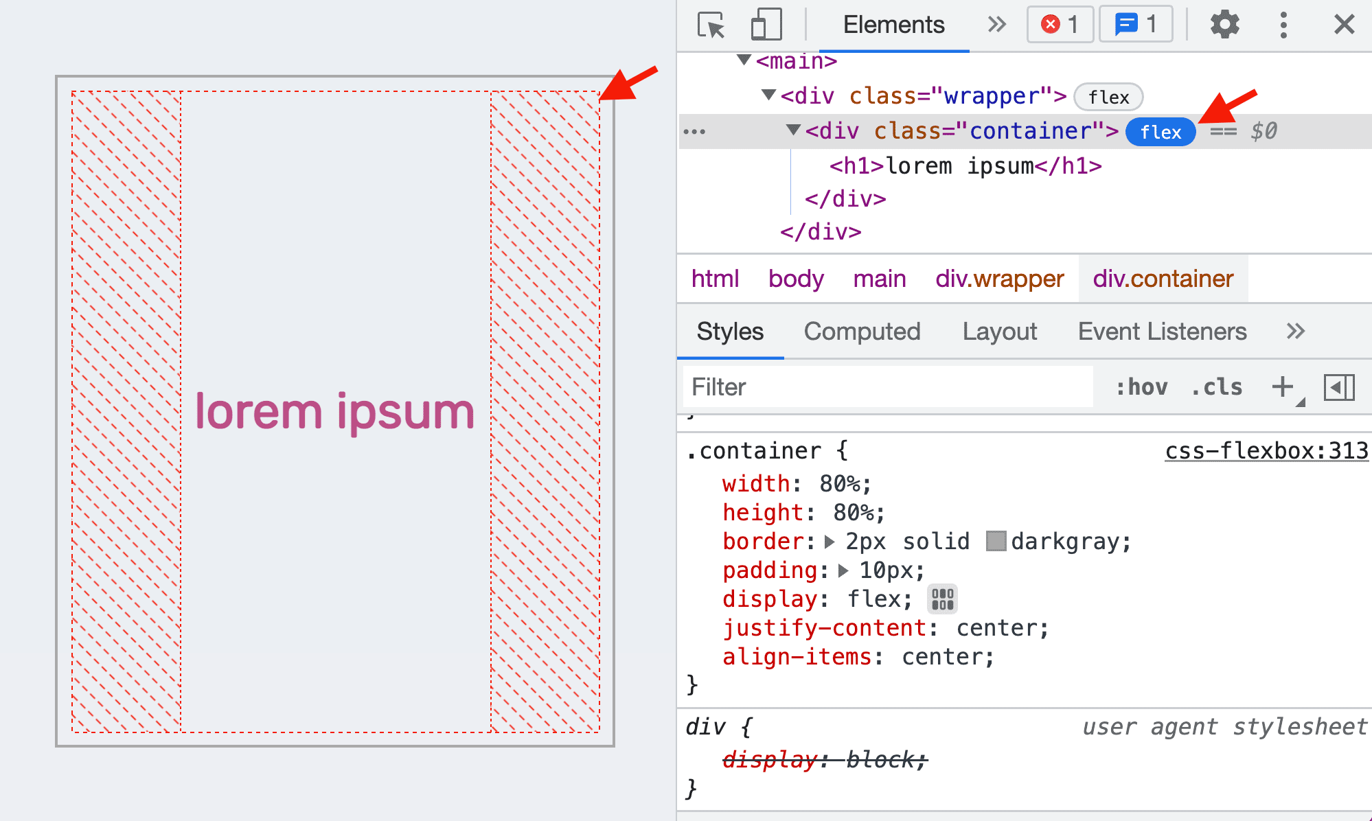 Modifier justify-content en flex-end