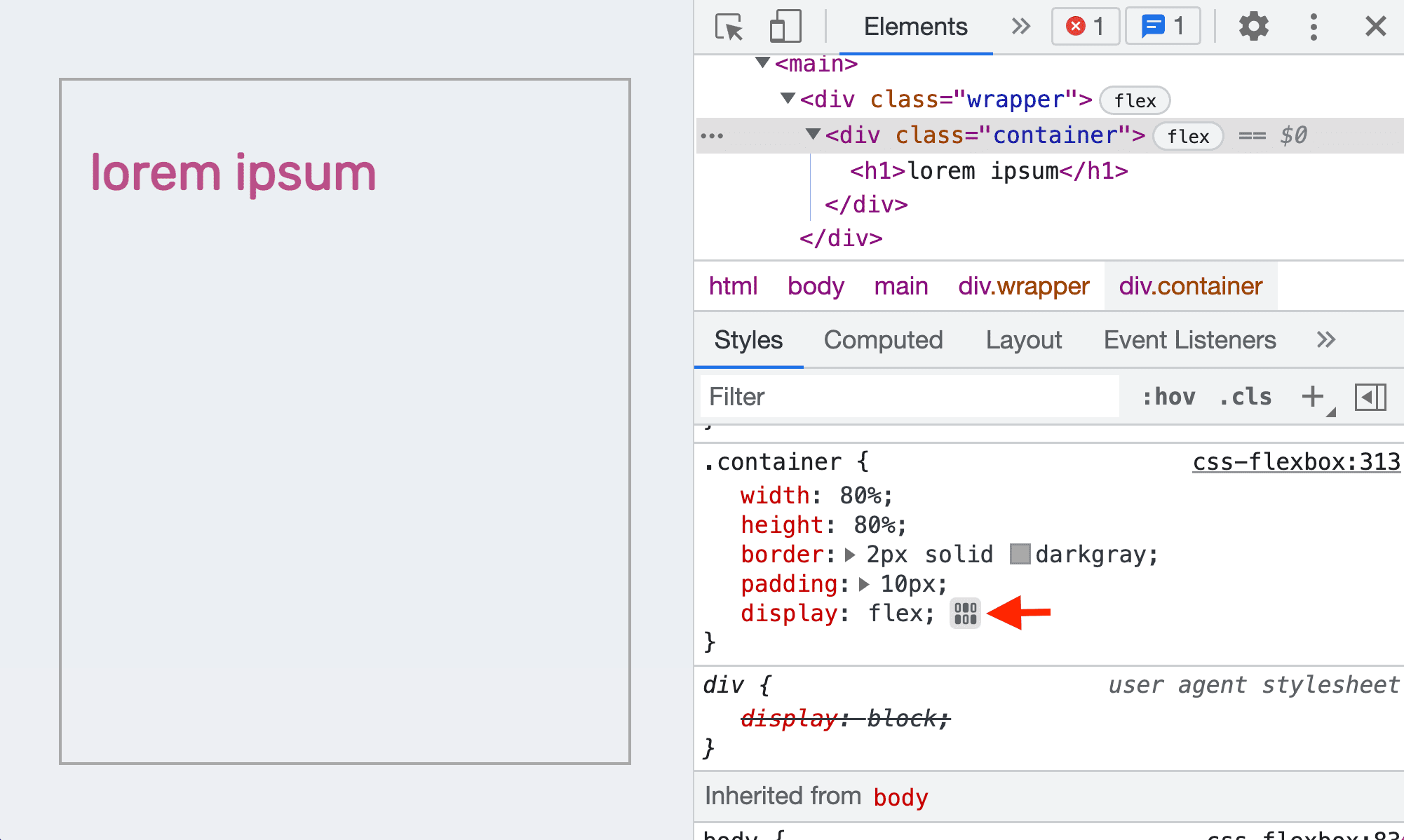 flexbox editor button