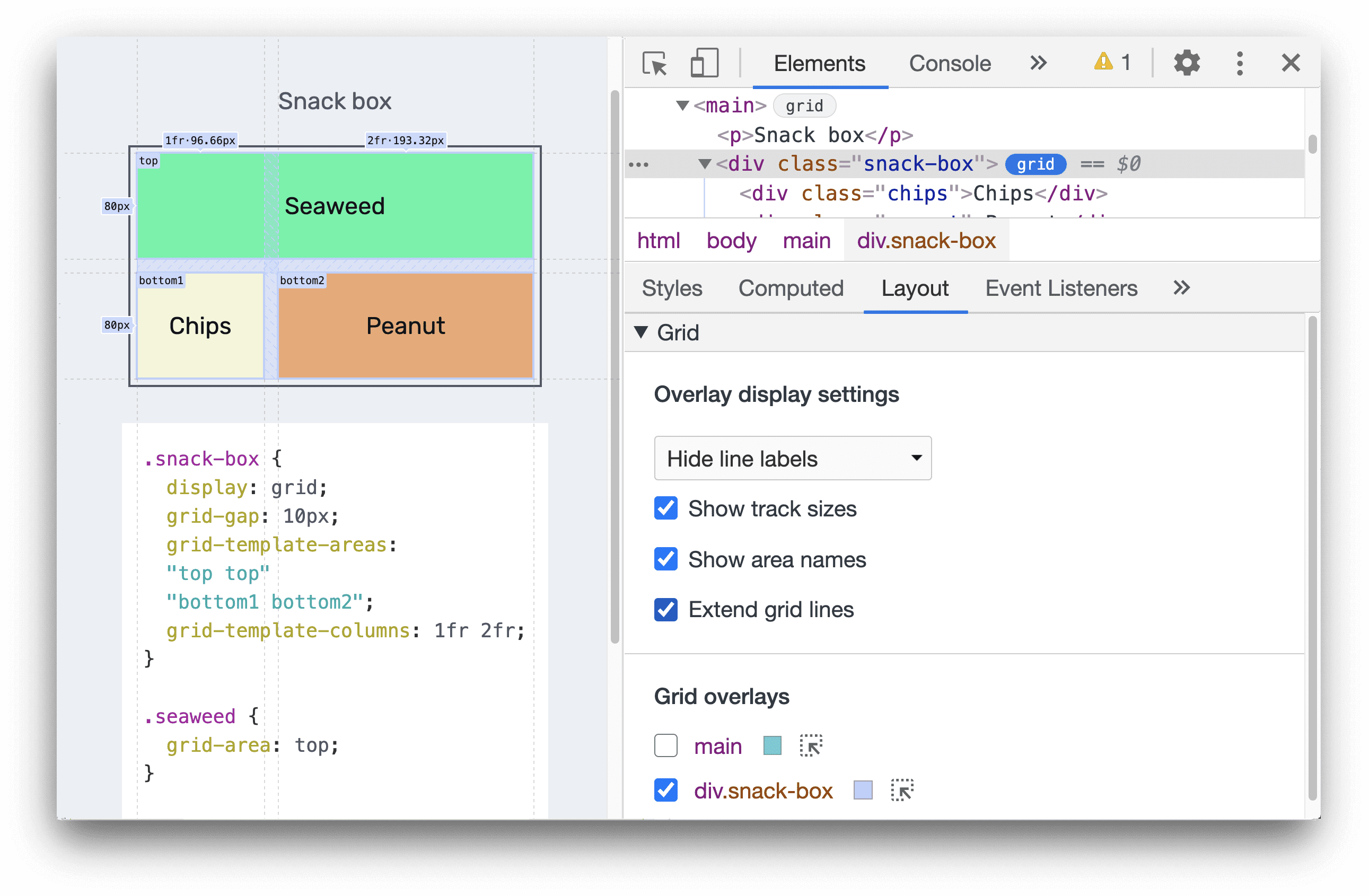 Extend grid lines.