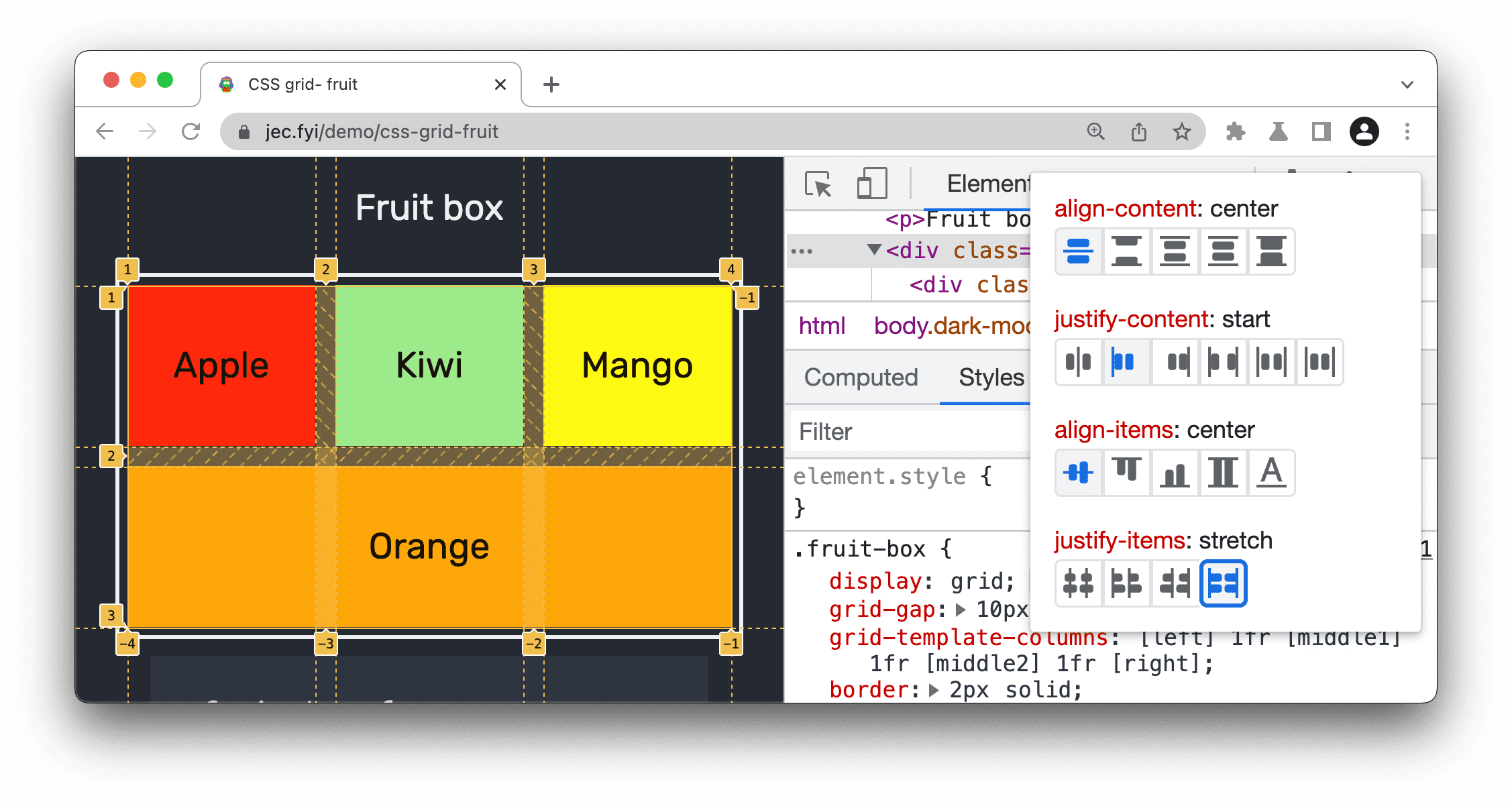 Thiết lập thuộc tính CSS.