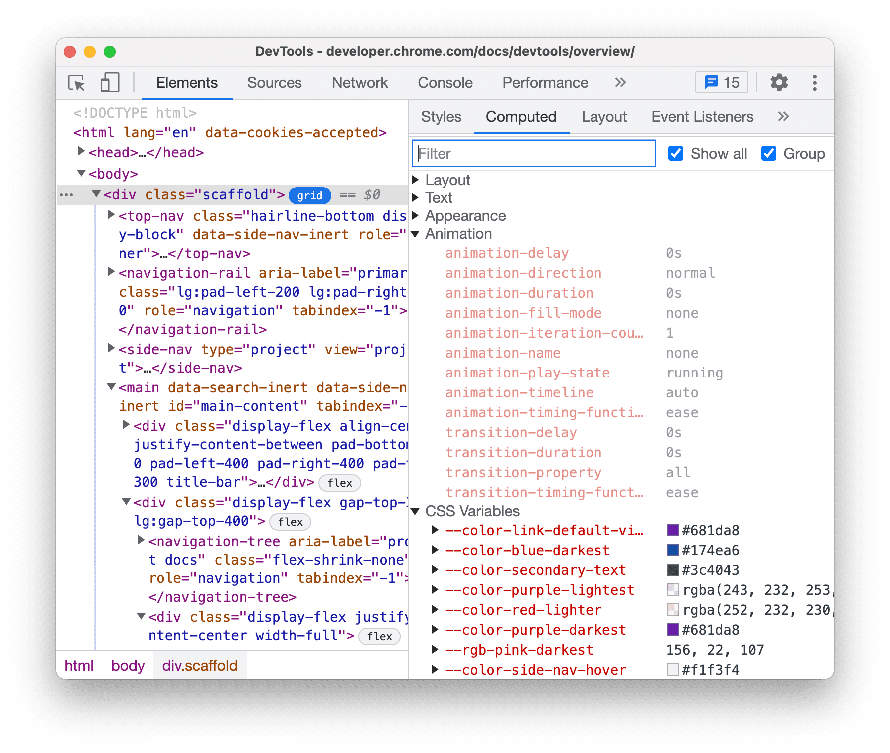 Tất cả tài sản được nhóm lại.