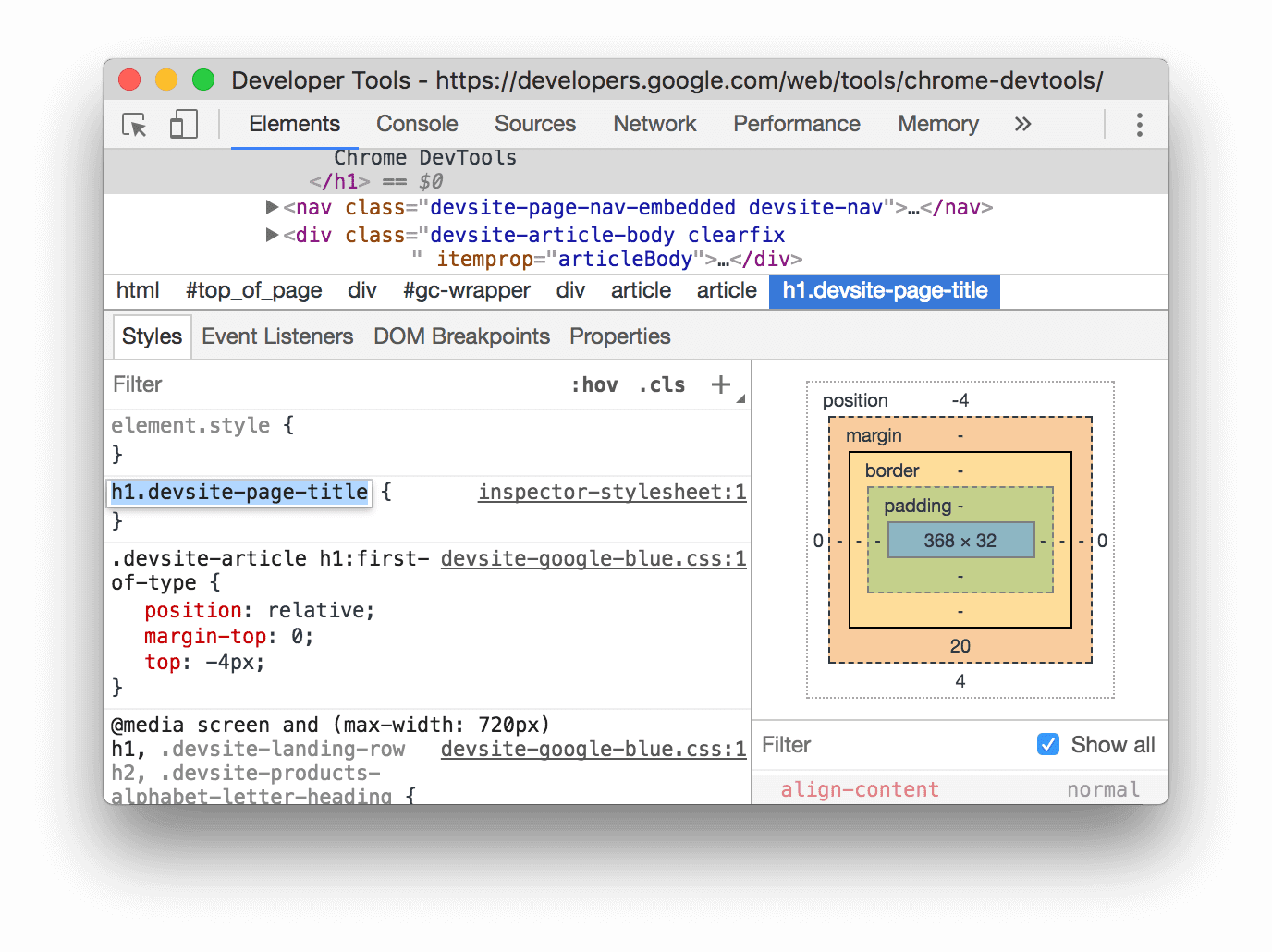 CSS features reference DevTools Chrome for Developers