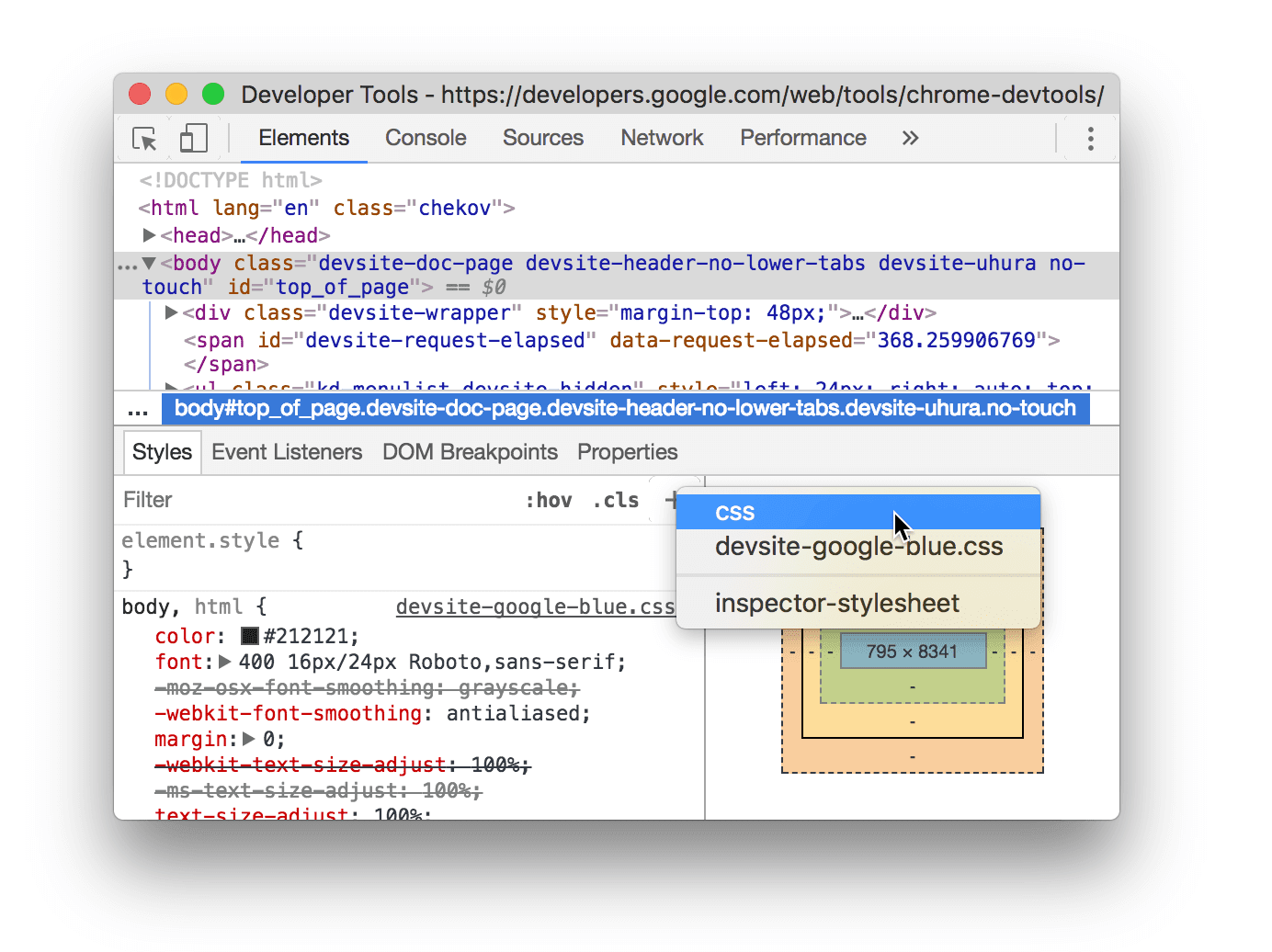 Memilih {i>style sheet<i}.