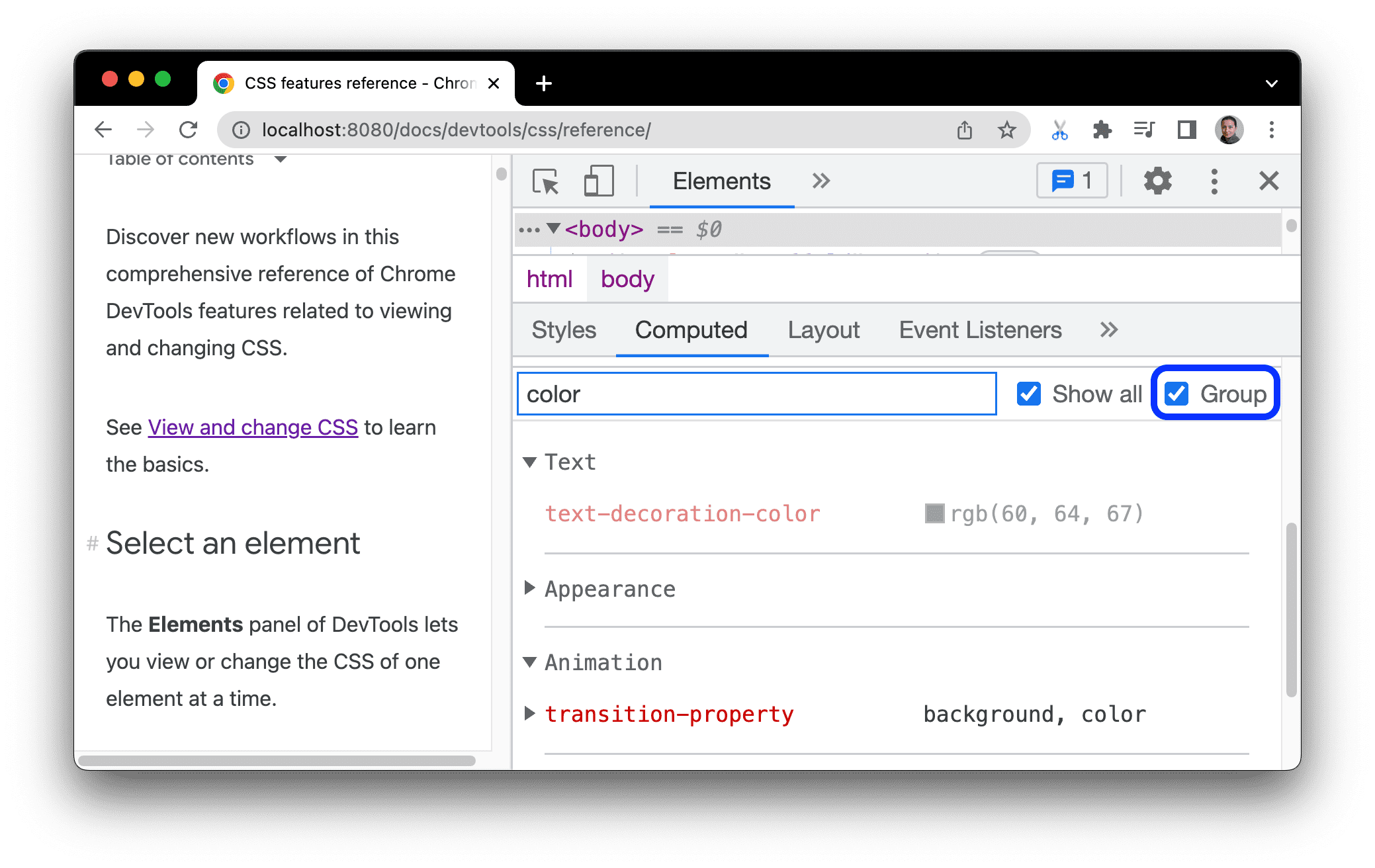 对过滤后的属性进行分组。