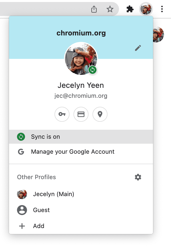 Chrome प्रोफ़ाइल सिंक.