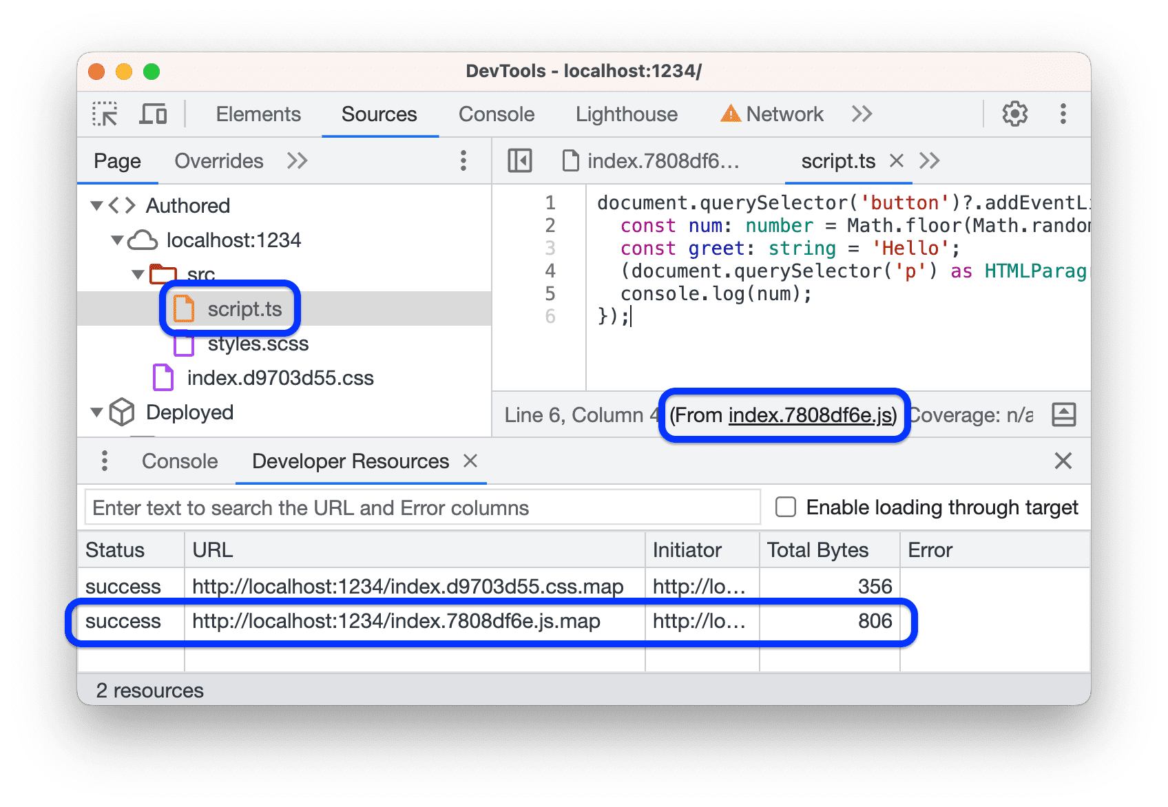 手动加载的源代码映射会使原始文件显示在文件树中。