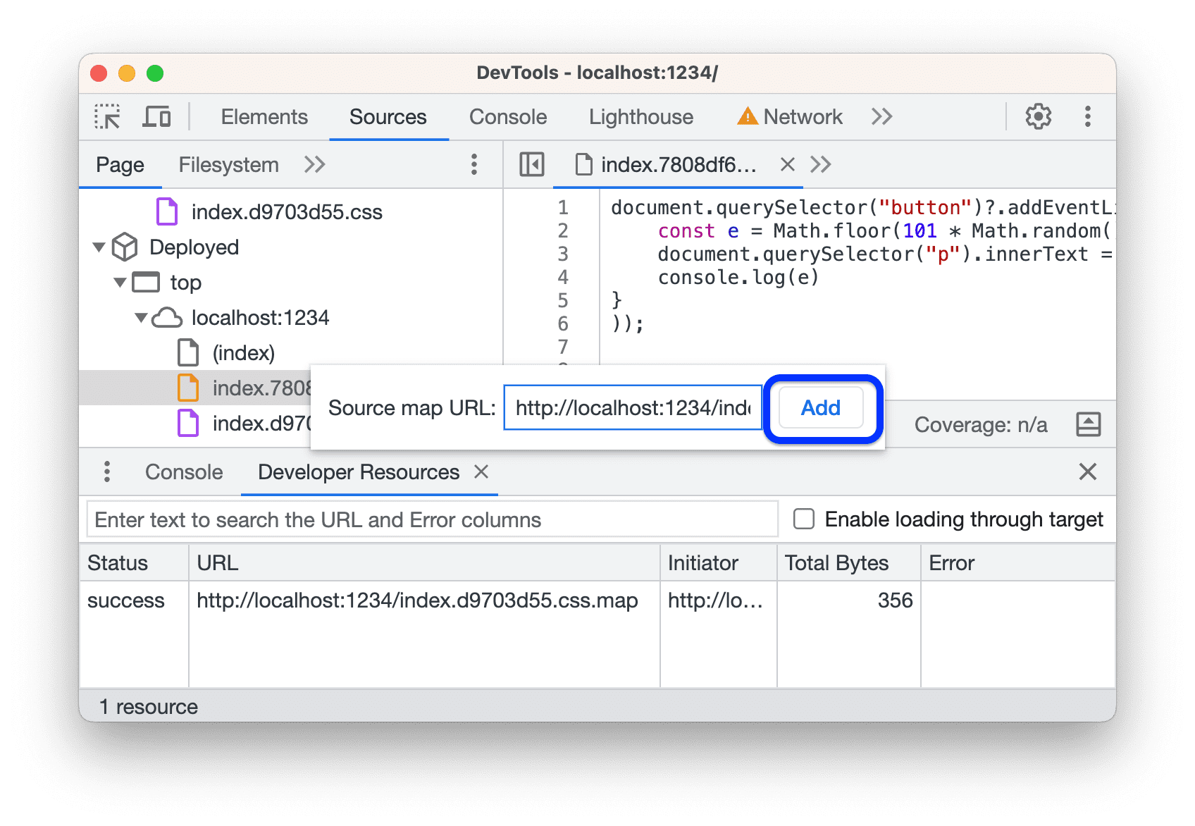 Specifying the source map URL.