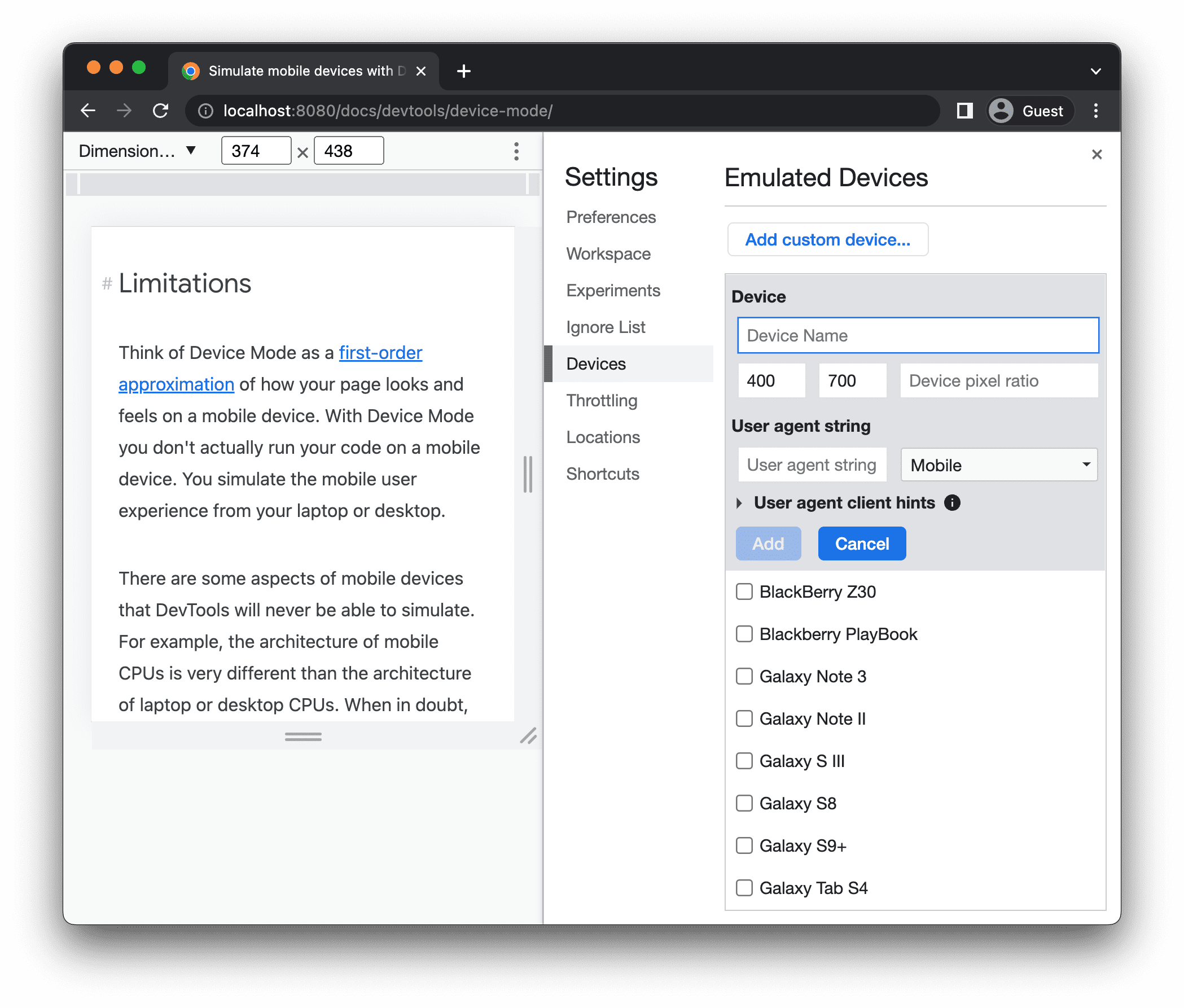 Creating a custom device.