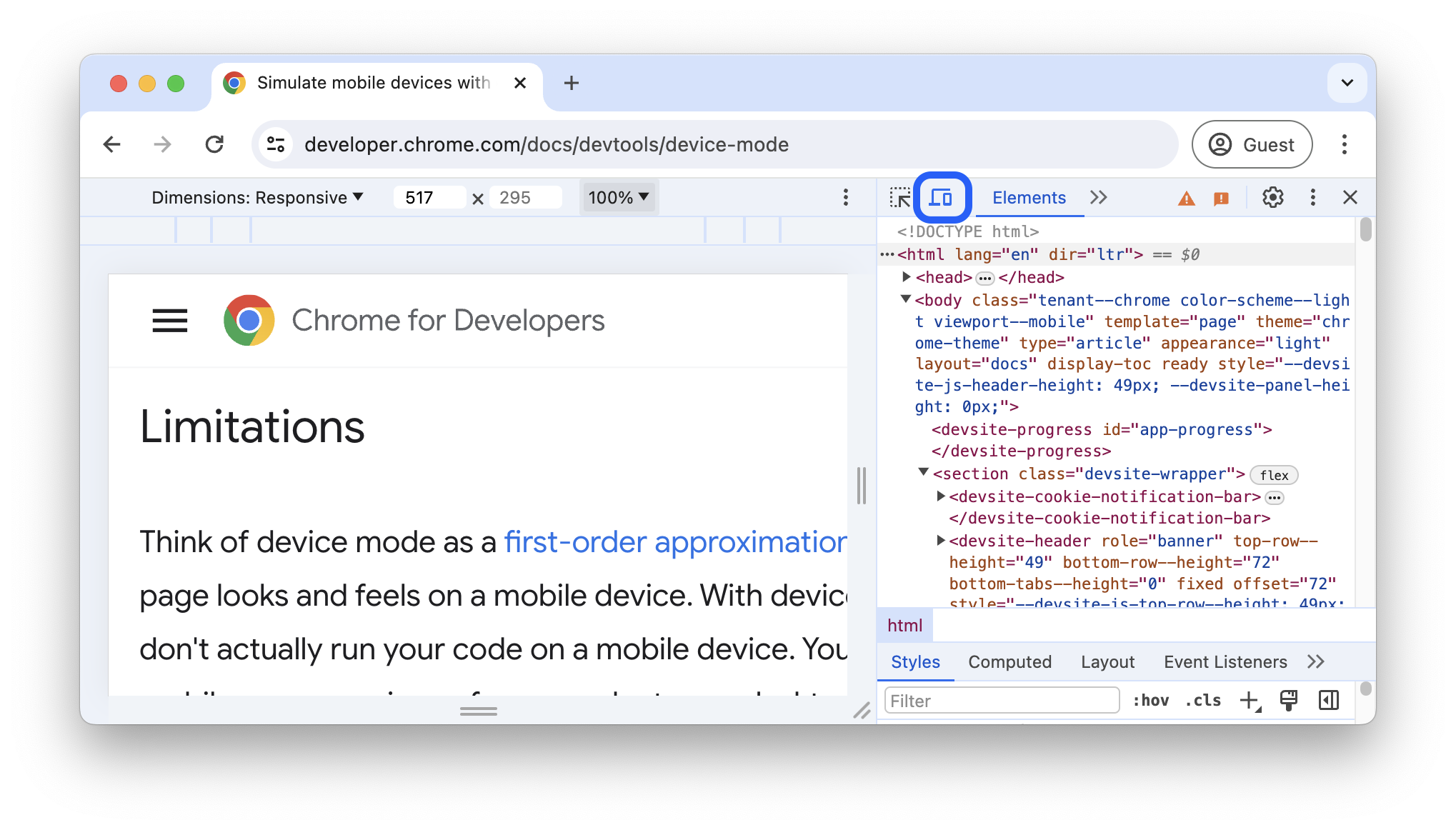 Bouton bascule de la barre d'outils de l'appareil