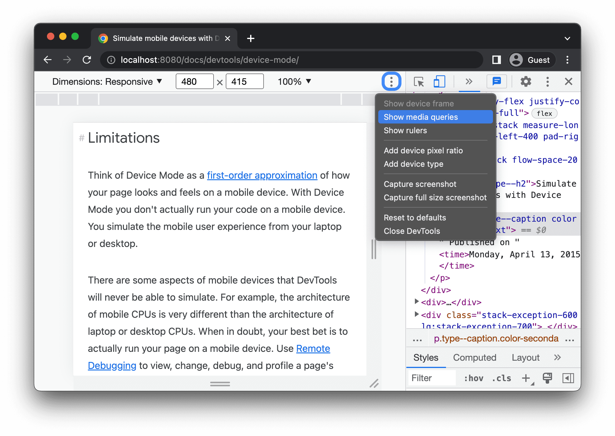 Simulate mobile devices with device mode | Chrome DevTools | Chrome for ...