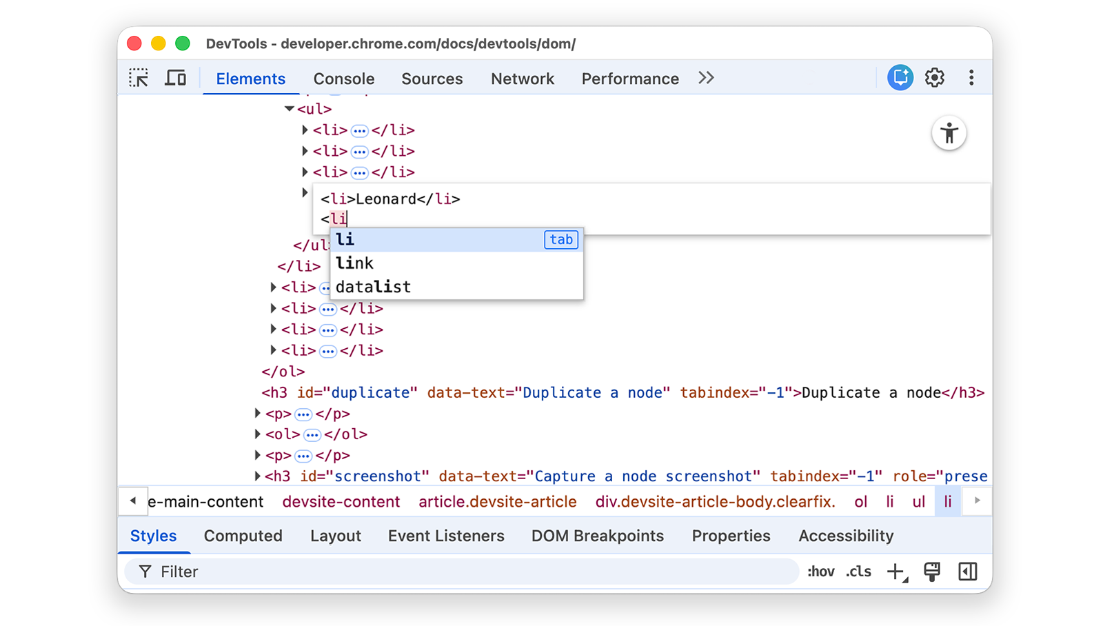Completamento automatico dei tag HTML.