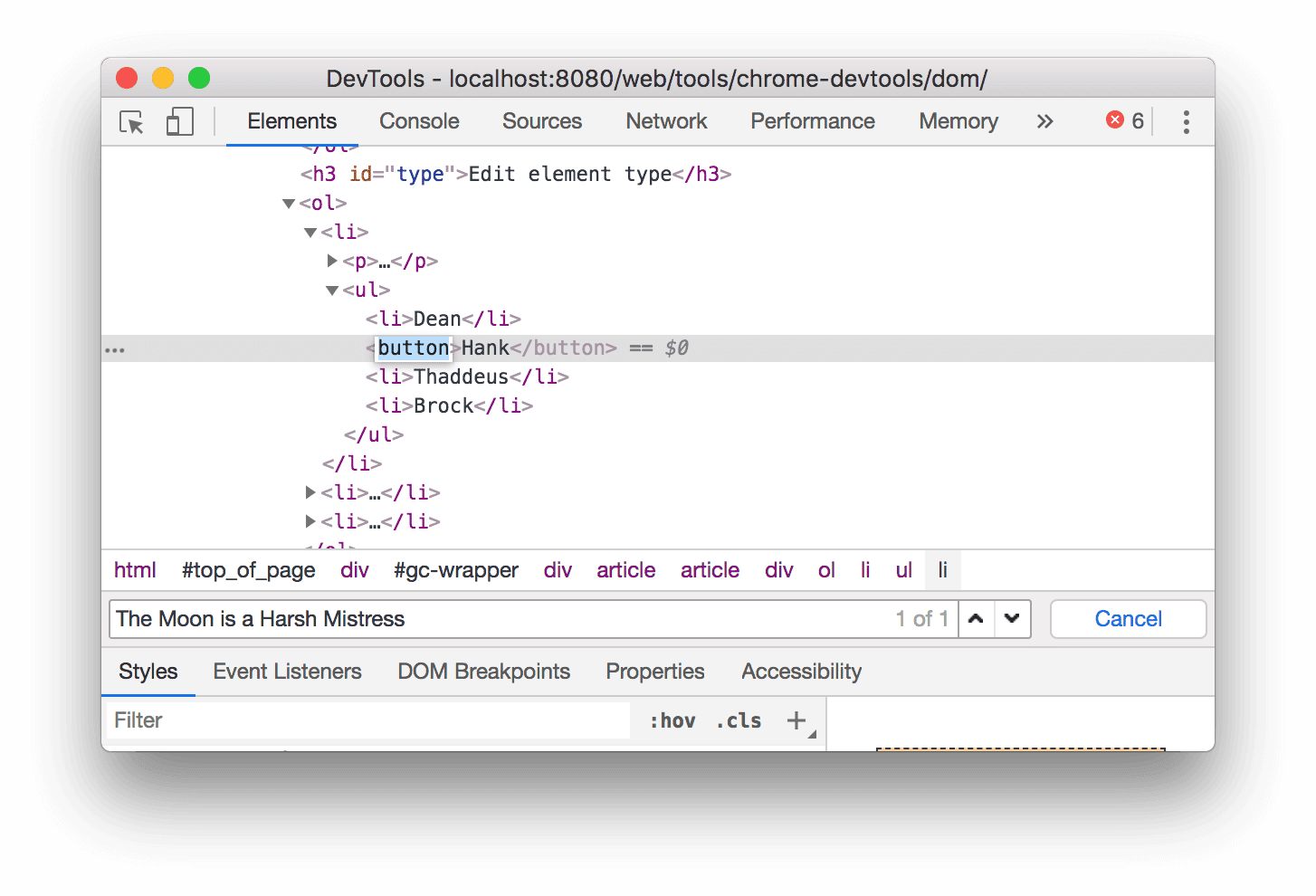 Changing the node type to button