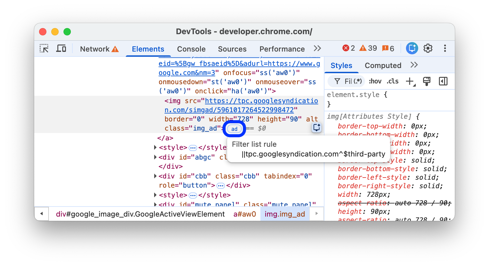 Reklam rozetinin ipucu.