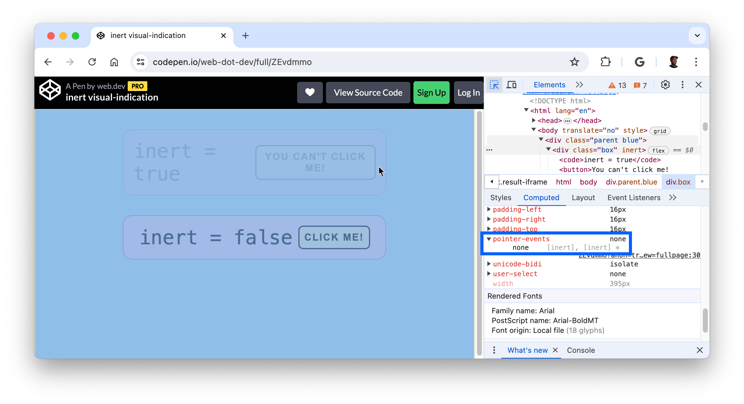 An inert element not highlighted by selector picker.