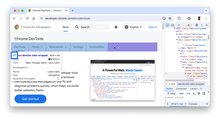 Inspect mode: Quickly analyze element properties | Chrome DevTools ...