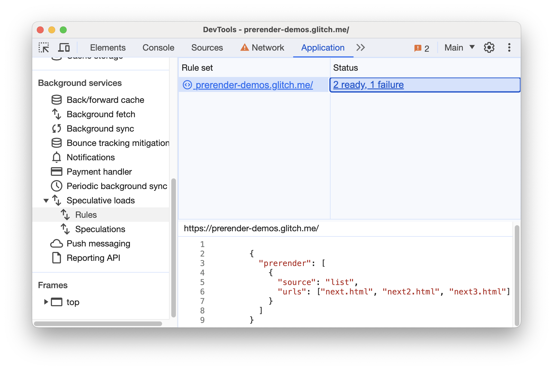 Phần Rules (Quy tắc) có đường liên kết đến Rule set (Bộ quy tắc).