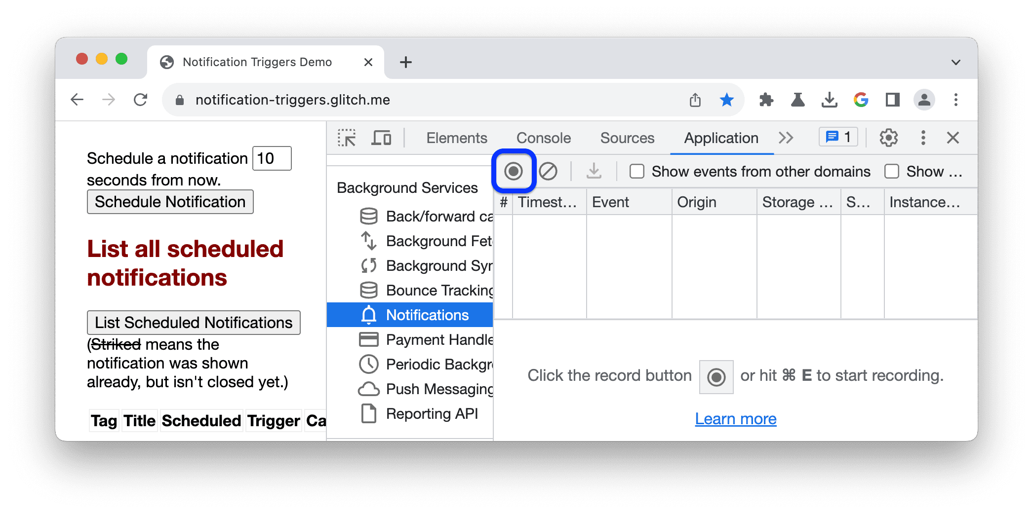 แท็บการแจ้งเตือน