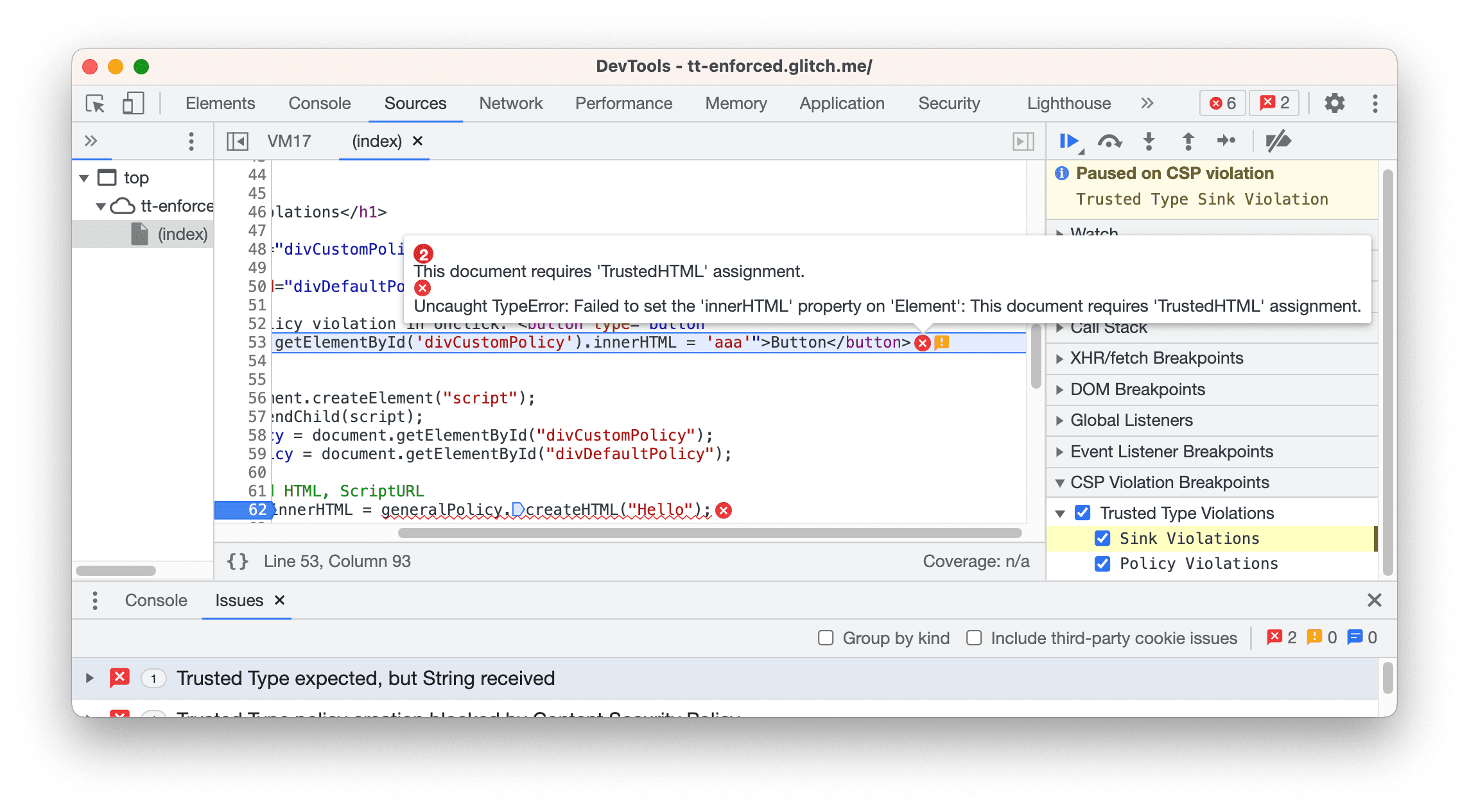 Bei einem Sink-Verstoß pausiert, wenn das entsprechende Kästchen aktiviert ist.