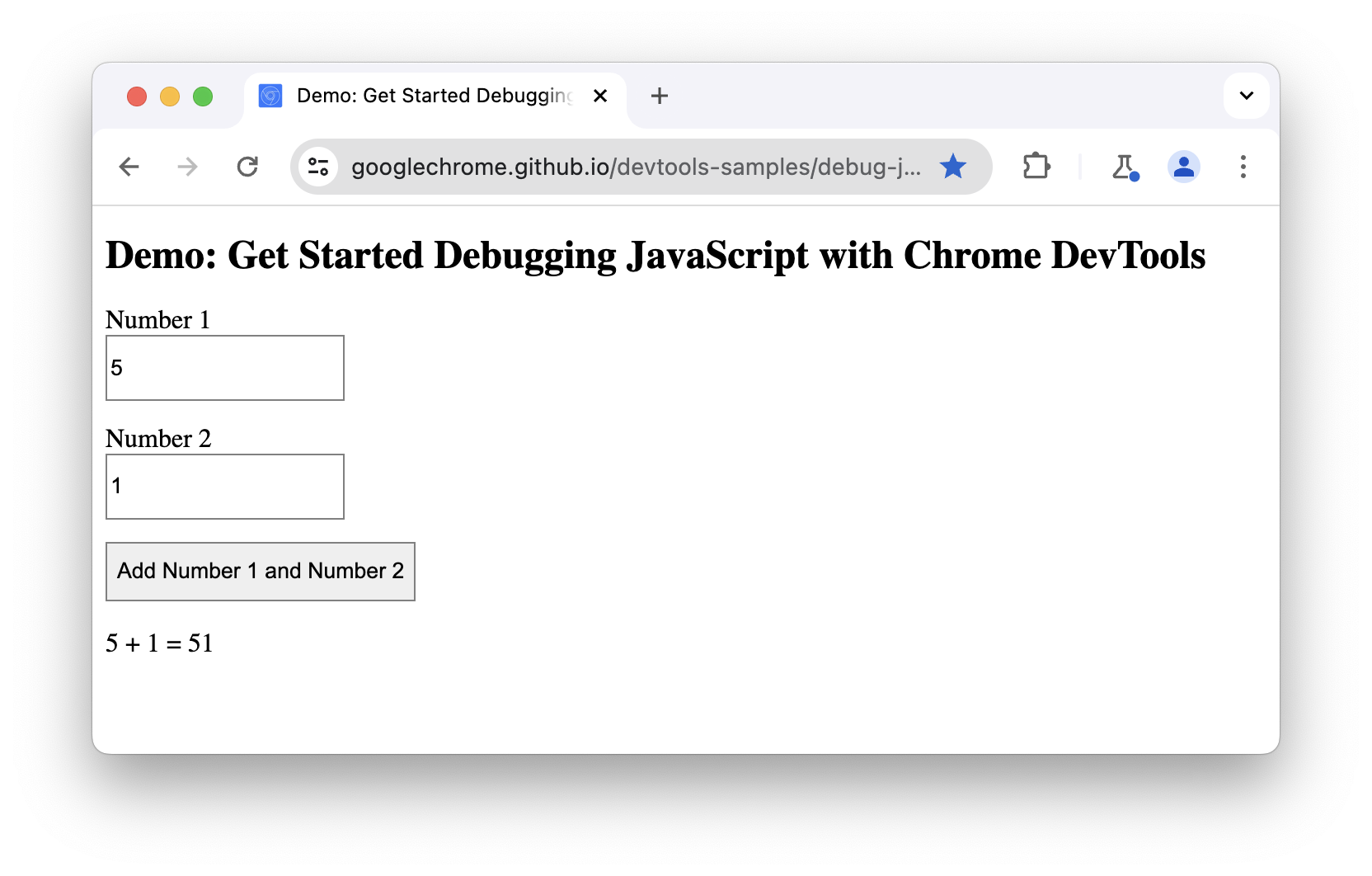 5 + 1 sonucu 51'dir. 6 olmalıdır.
