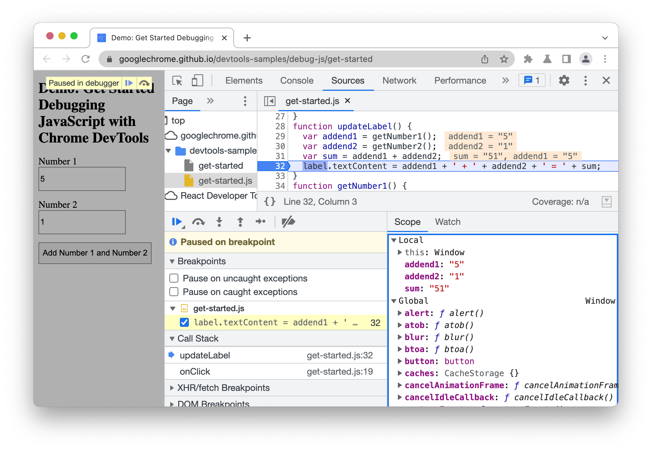 How to manage uncaught exceptions in JavaScript in order to show