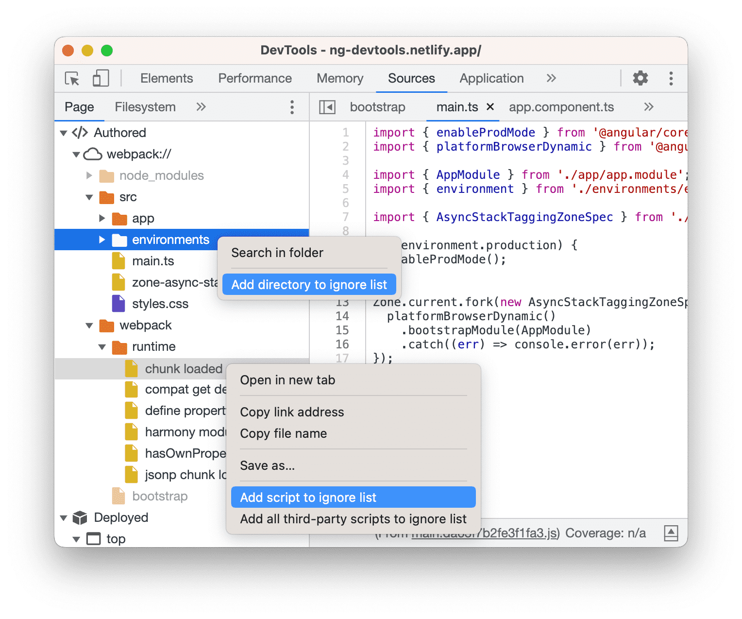 Ignore les options d'un répertoire ou d'un fichier de script.