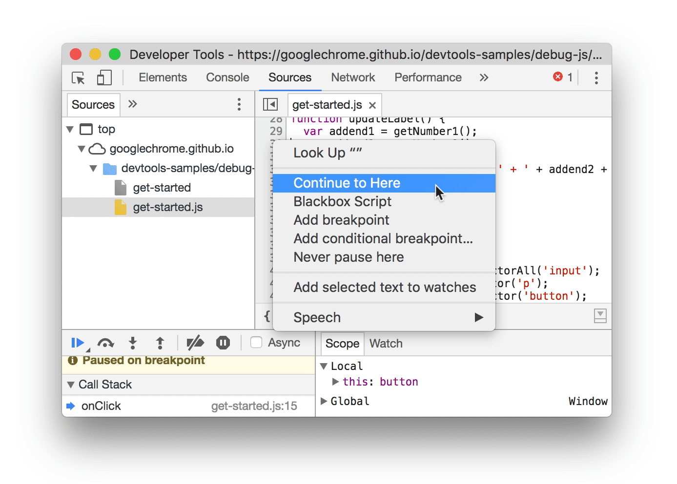 JavaScript debugging reference | Chrome DevTools | Chrome for Developers