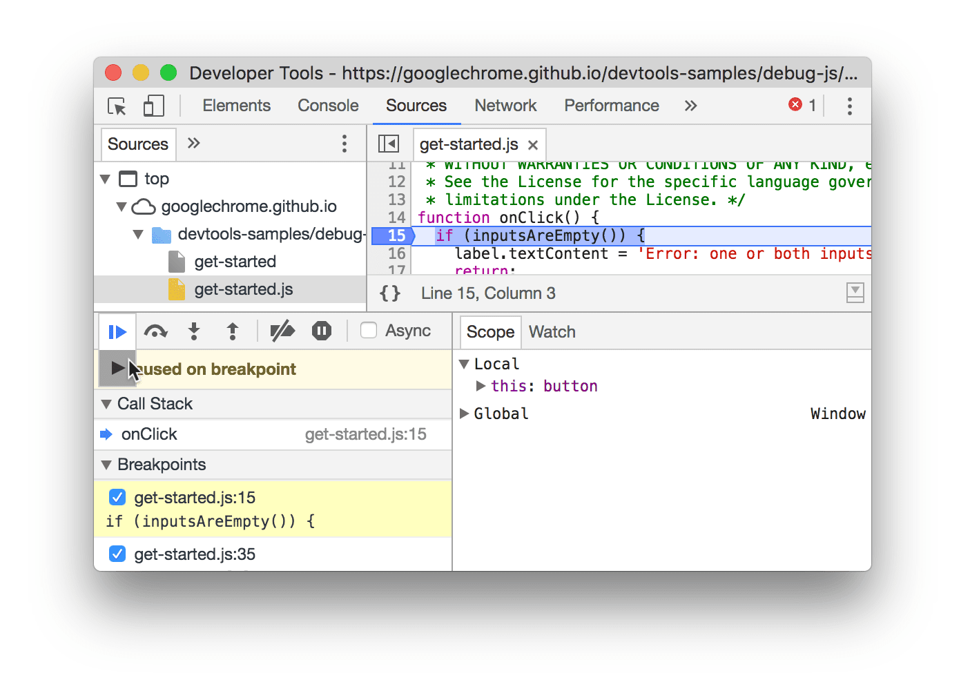 Console features reference, DevTools