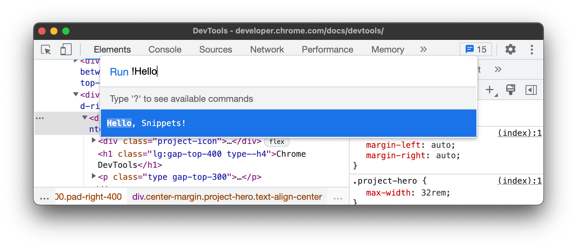 Snippet über das Menü „Öffnen“ ausführen