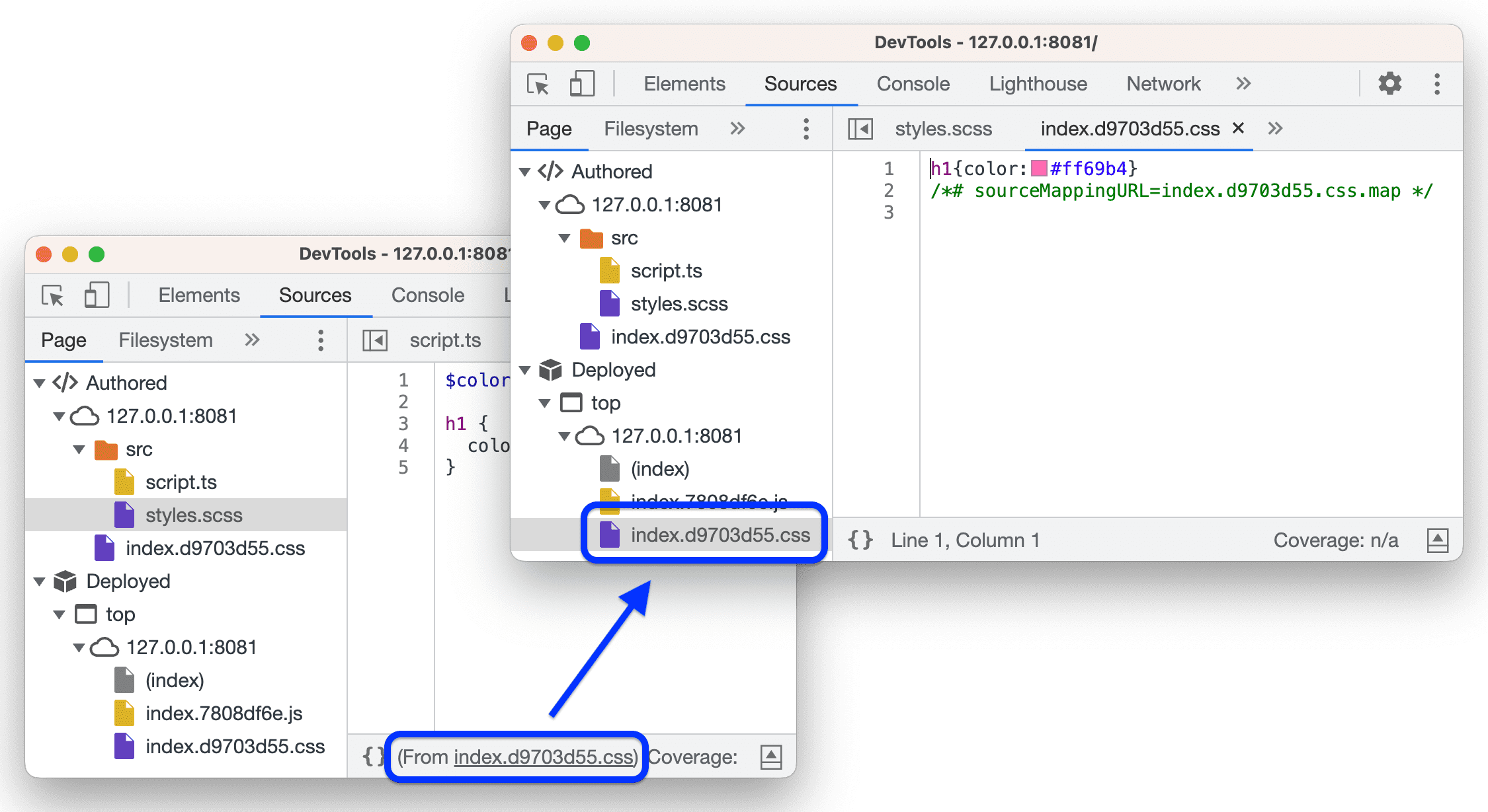 ลิงก์ไปยังไฟล์ CSS ที่ติดตั้งใช้งานในแถบสถานะ