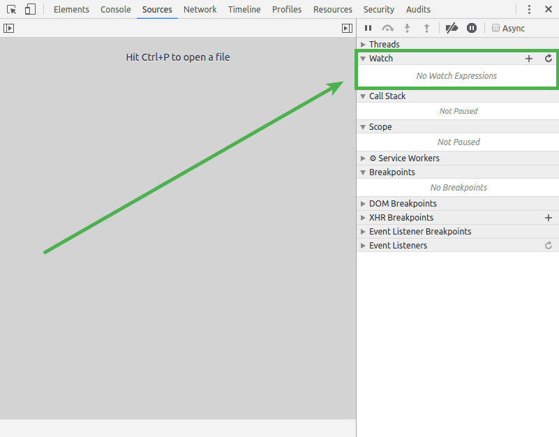 Bekijk het gedeelte van de debugger